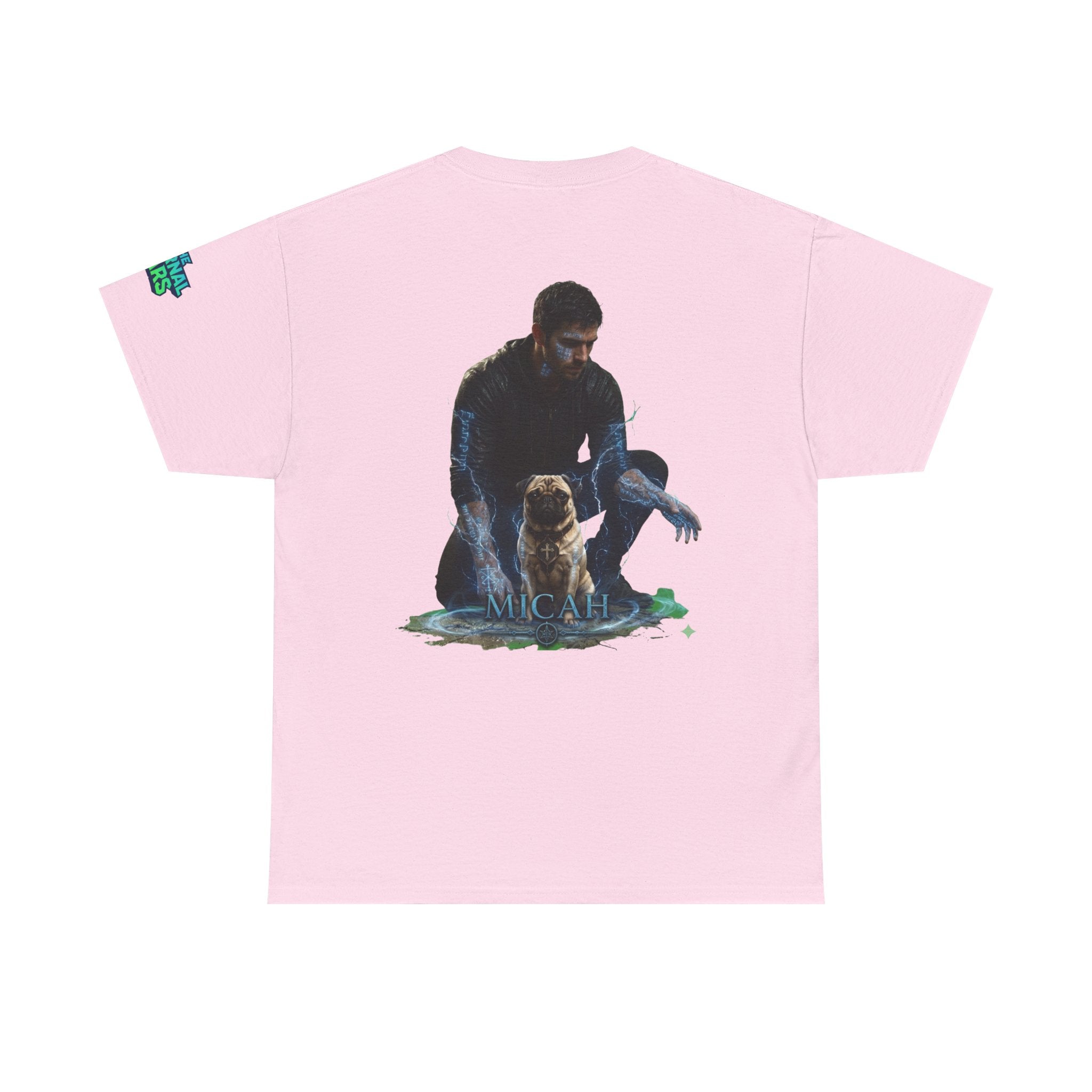 T-Shirt — Nature Warrior Graphic Tee with Man and Dog Illustration