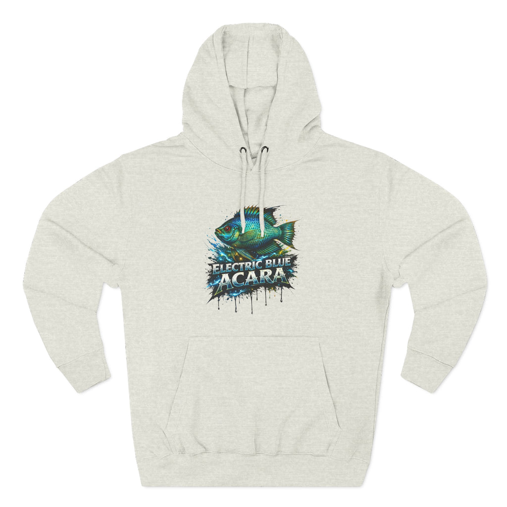 Electric Blue Acara Hoodie — Colorful Aquarium Fish Graphic Fleece Pullover