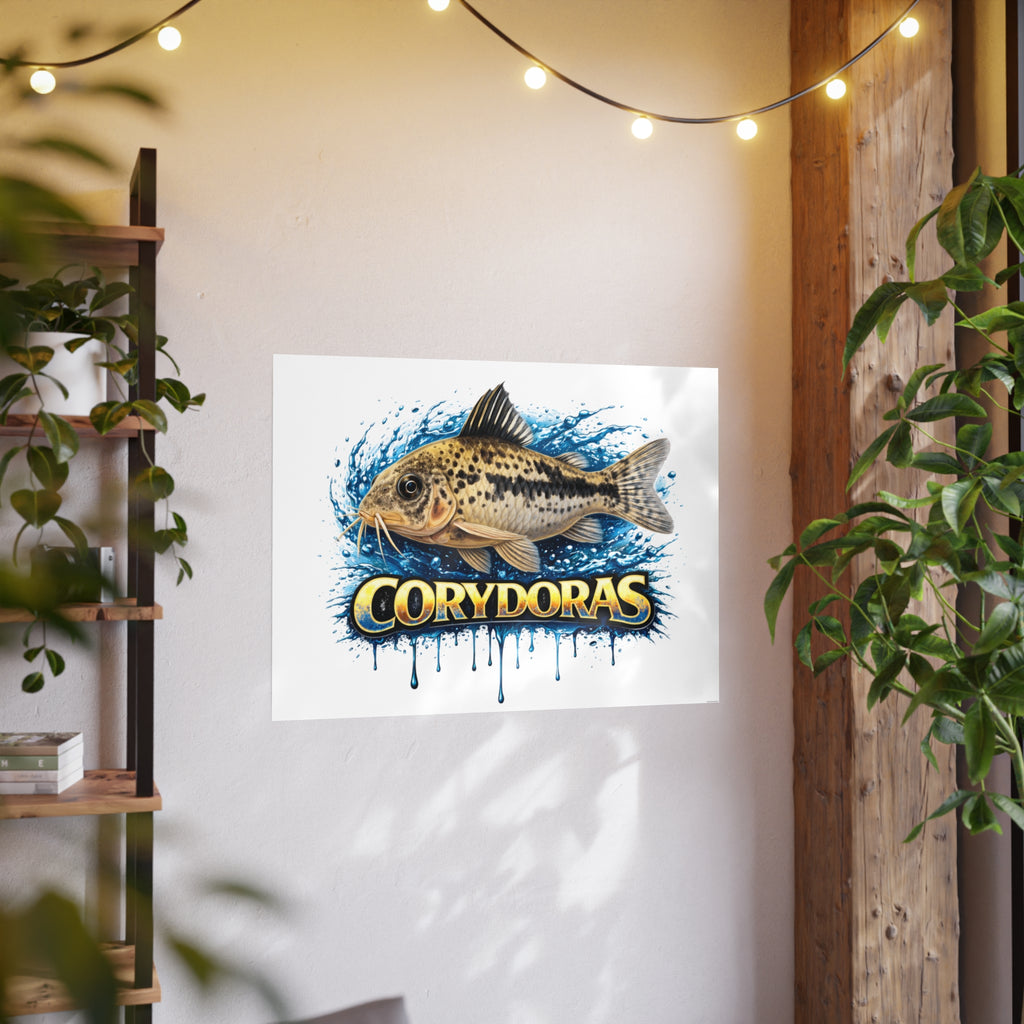 Peppered Corydoras Fish Art Poster — Vibrant Aquarium Print