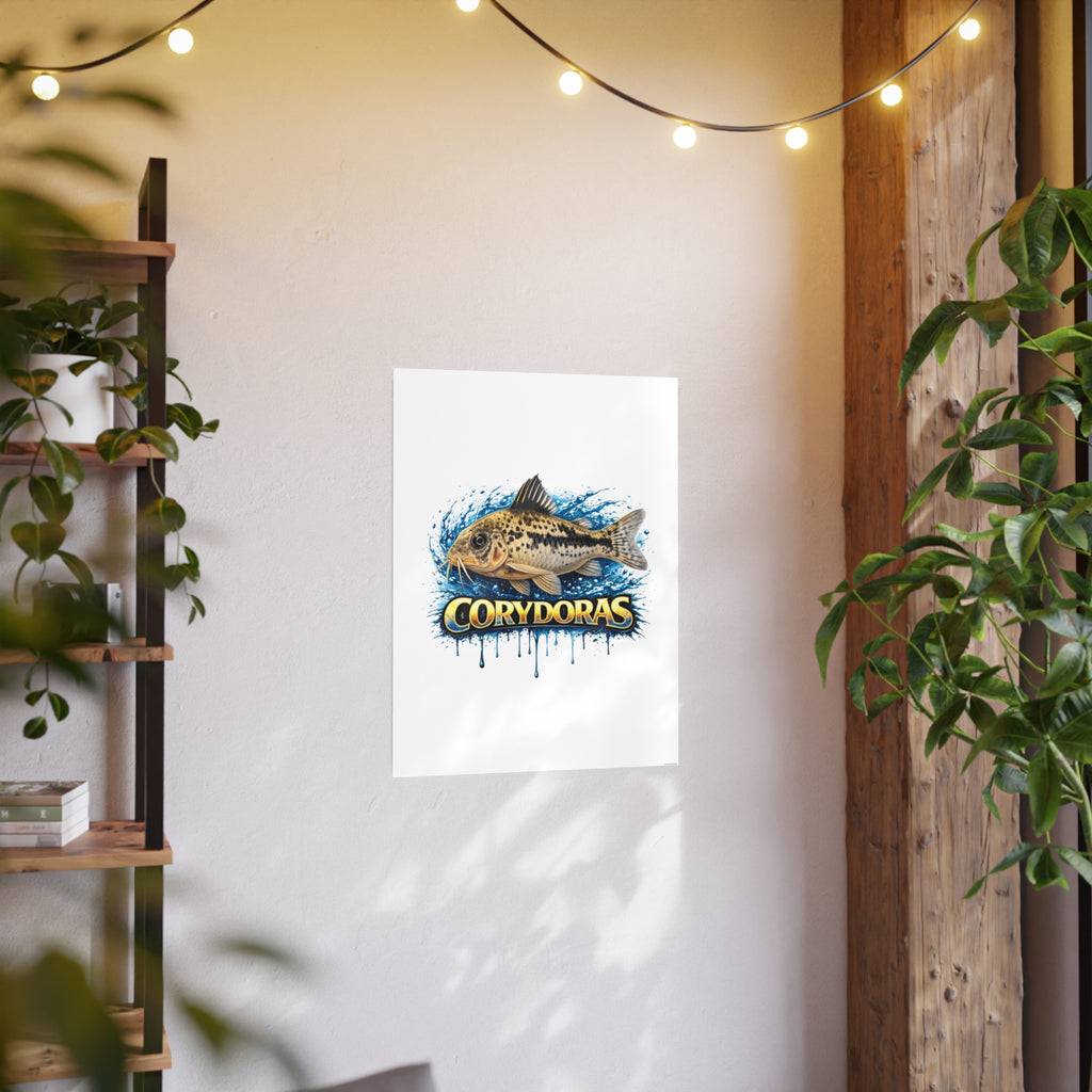 Peppered Corydoras Fish Art Poster — Vibrant Aquarium Print