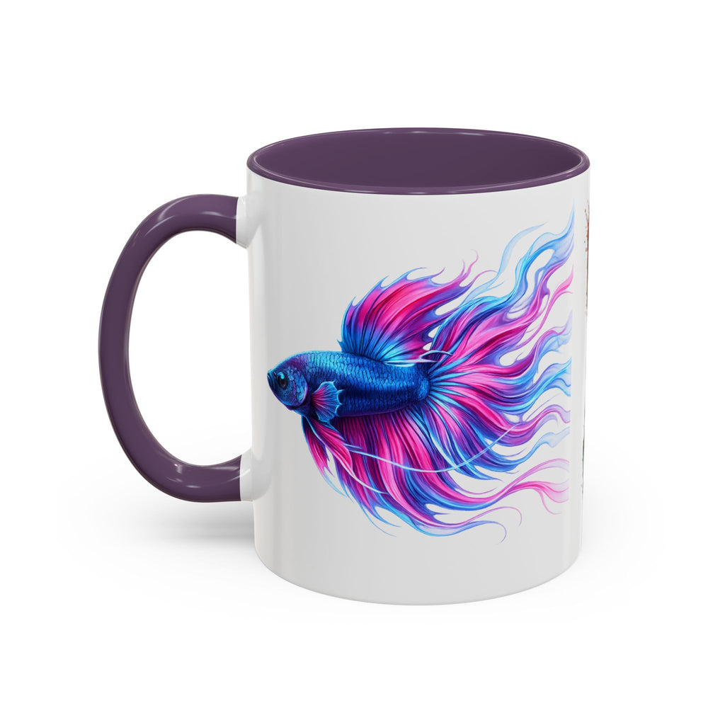 Betta Fish Accent Coffee Mug — Vibrant Neon Betta Design (11/15 oz)