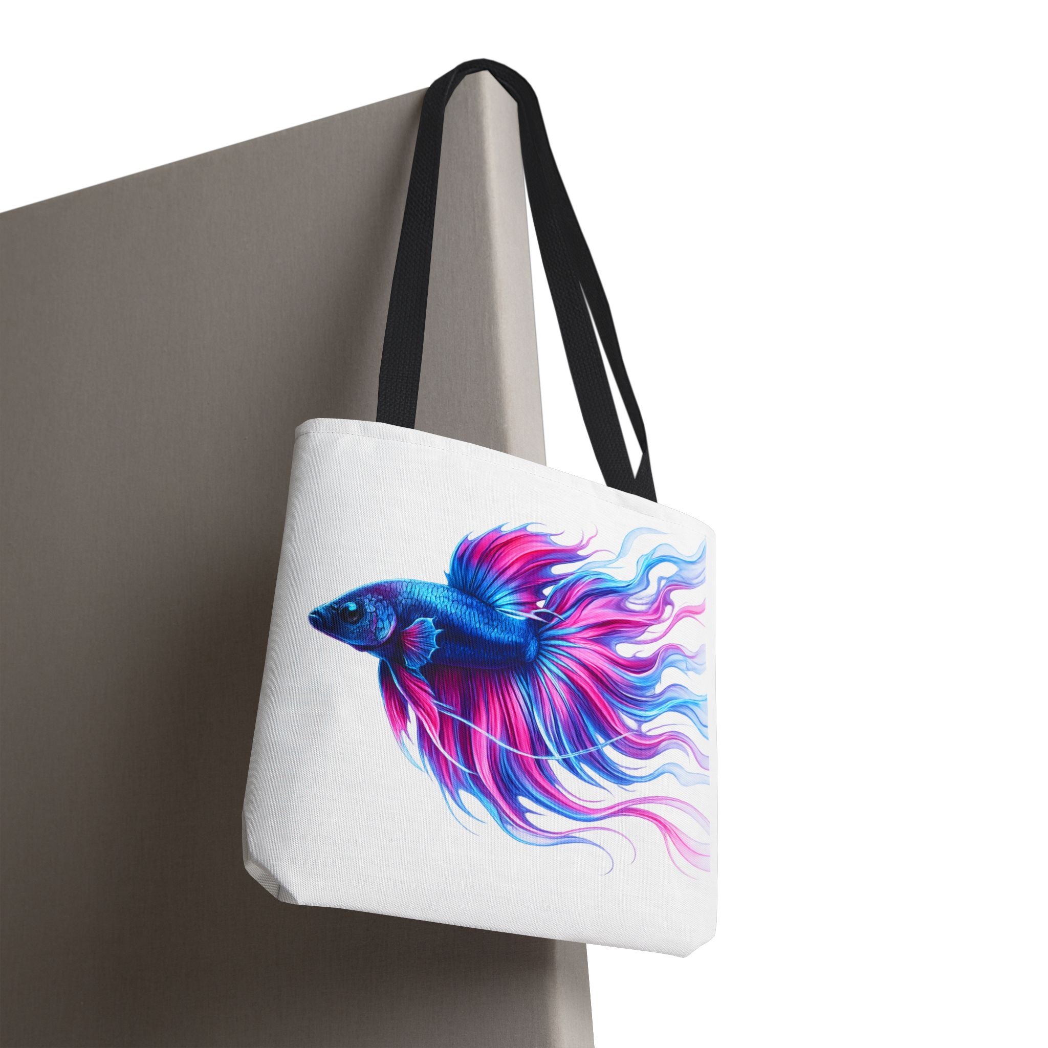 Colorful Betta Fish Tote Bag — Vibrant Blue & Pink Aquatic Art Beach Tote