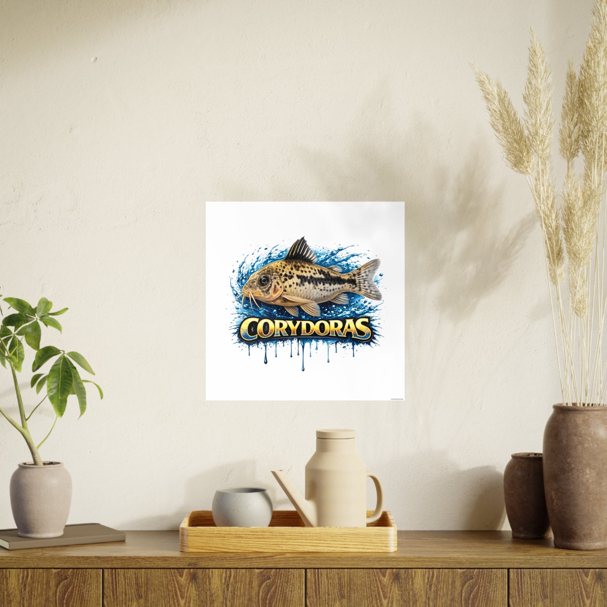 Peppered Corydoras Fish Art Poster — Vibrant Aquarium Print