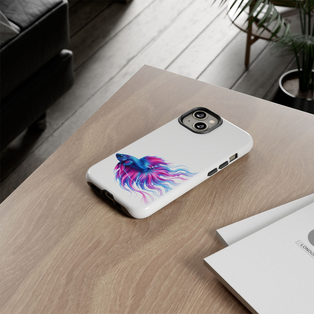 Betta Fish Tough Phone Case — Colorful Watercolor Fish Protective Cover