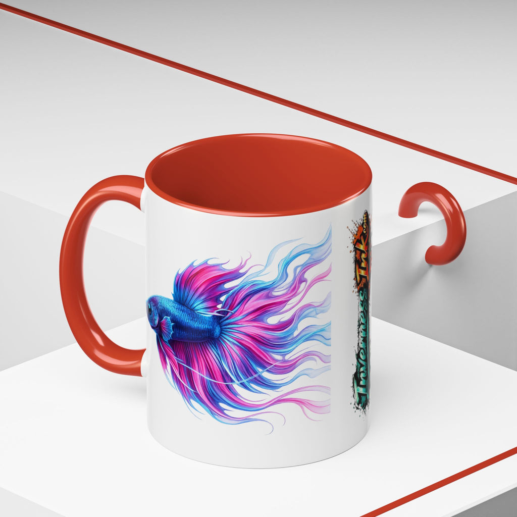 Betta Fish Accent Coffee Mug — Vibrant Neon Betta Design (11/15 oz)