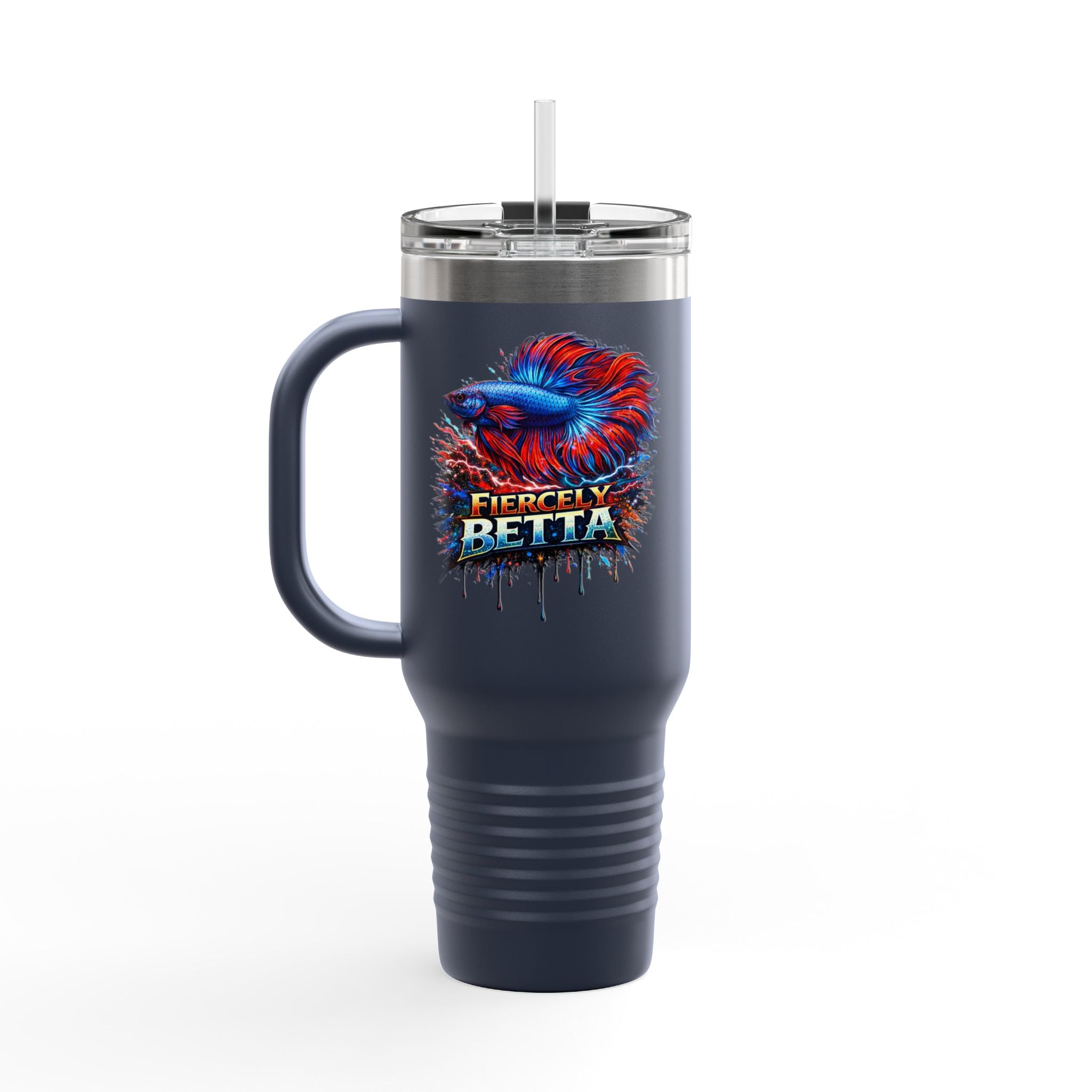 40oz Insulated Travel Mug — 'Fiercely Betta' Colorful Betta Fish Design