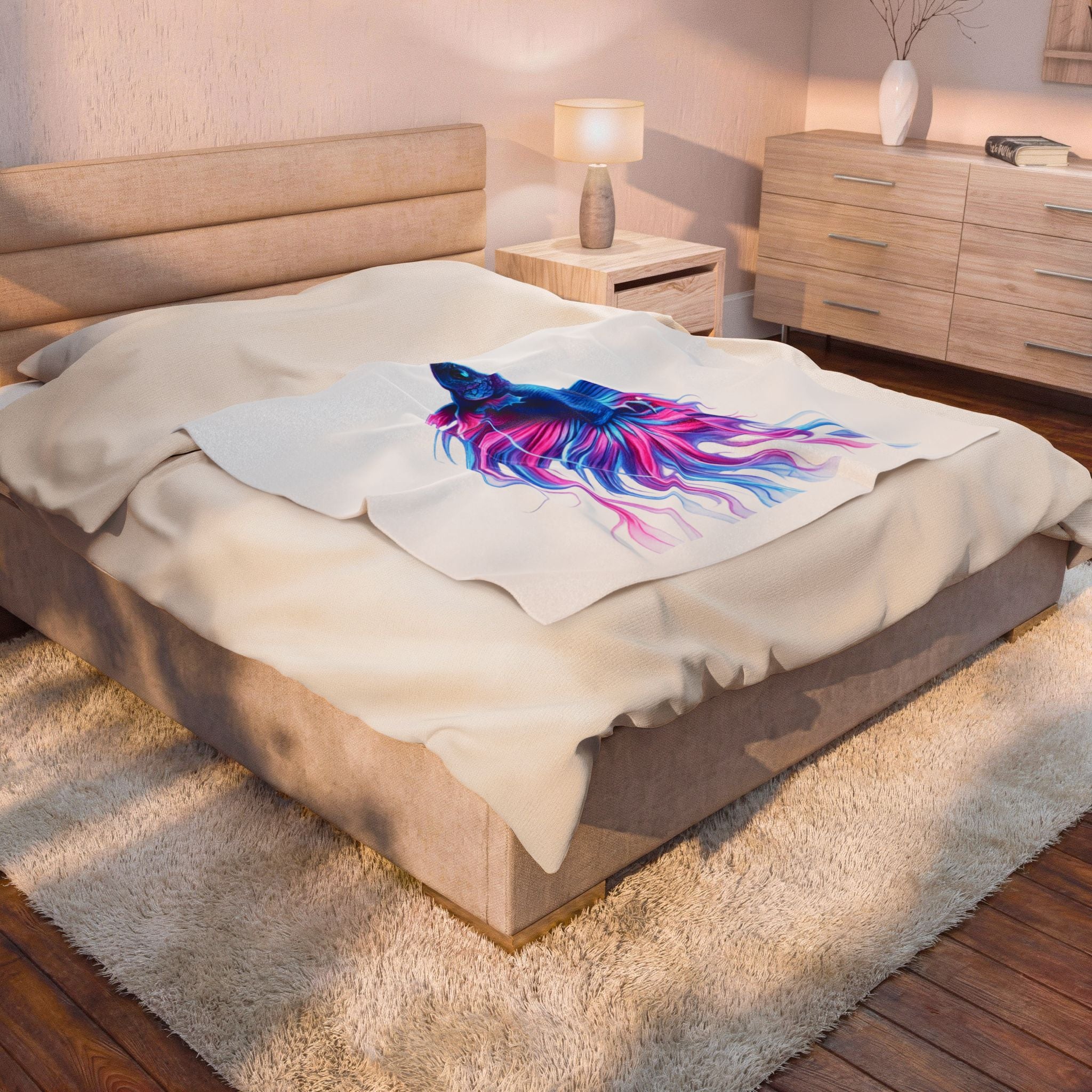 Velveteen Plush Blanket — Electric Paint Betta
