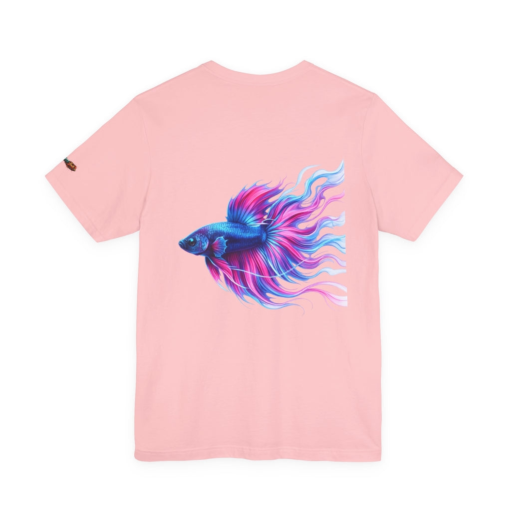 Betta Fish Graphic Tee — Vibrant Blue & Pink Aquatic Art T‑Shirt