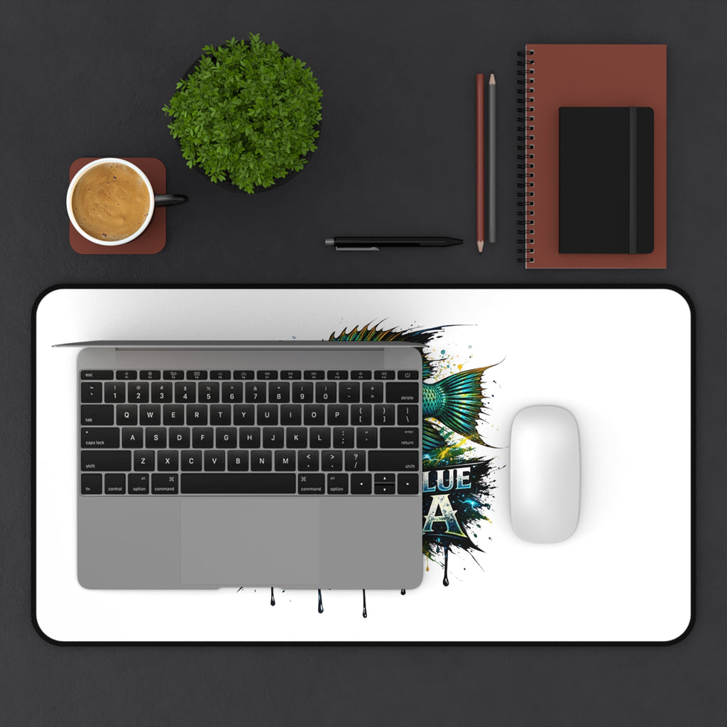 Electric Blue Acara Desk Mat — Vibrant Fish Gaming/Workstation Mousepad