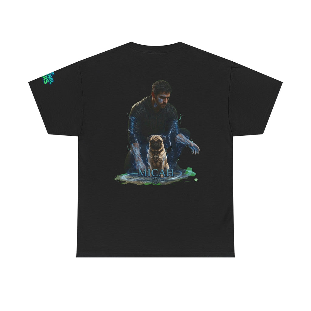 T-Shirt — Nature Warrior Graphic Tee with Man and Dog Illustration