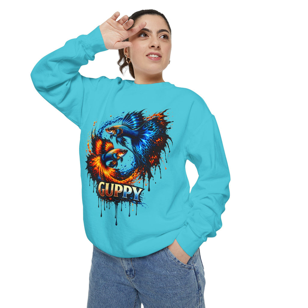 Fire & Ice Guppy – Premium "Neon Flare" Garment-Dyed Sweatshirt