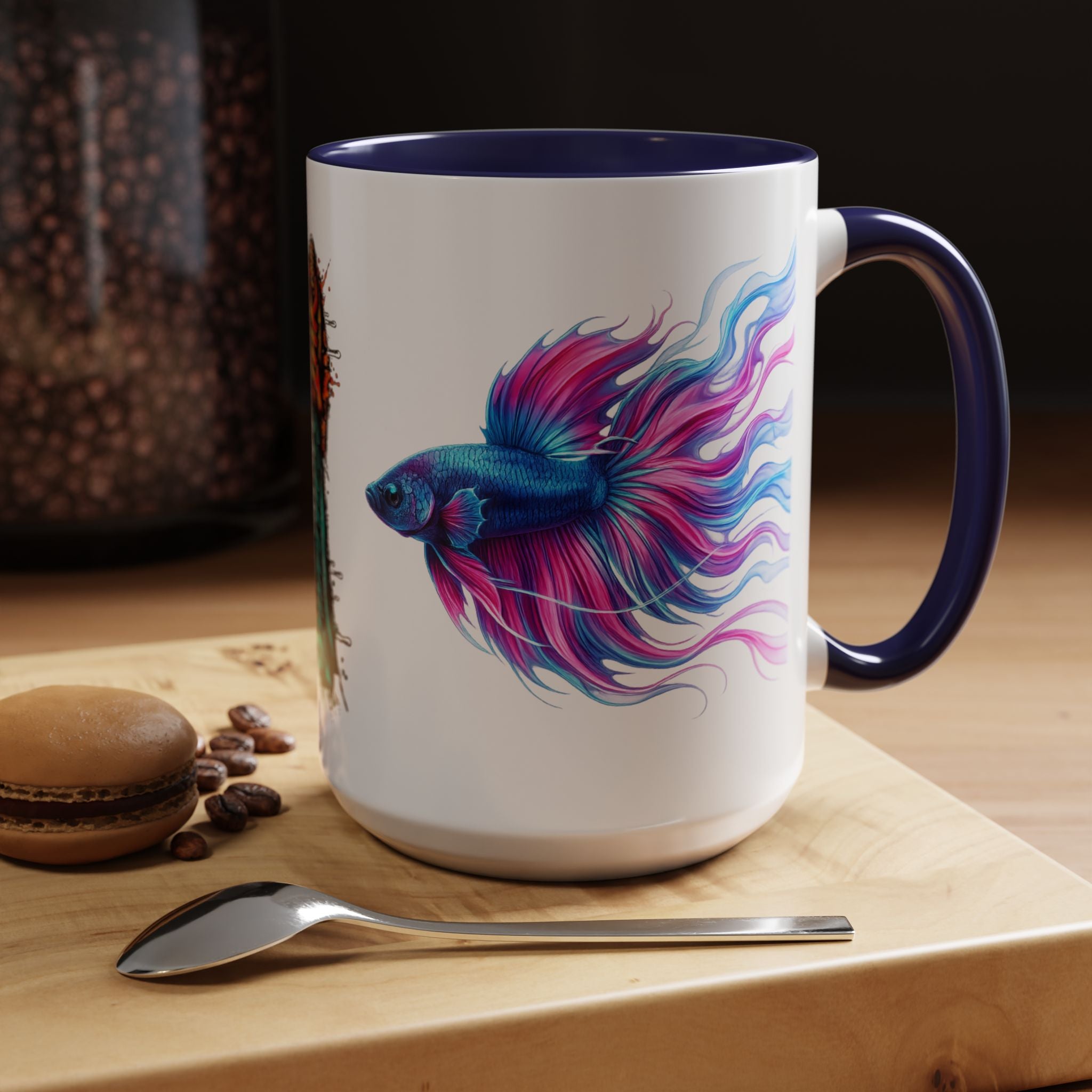 Betta Fish Accent Coffee Mug — Vibrant Neon Betta Design (11/15 oz)