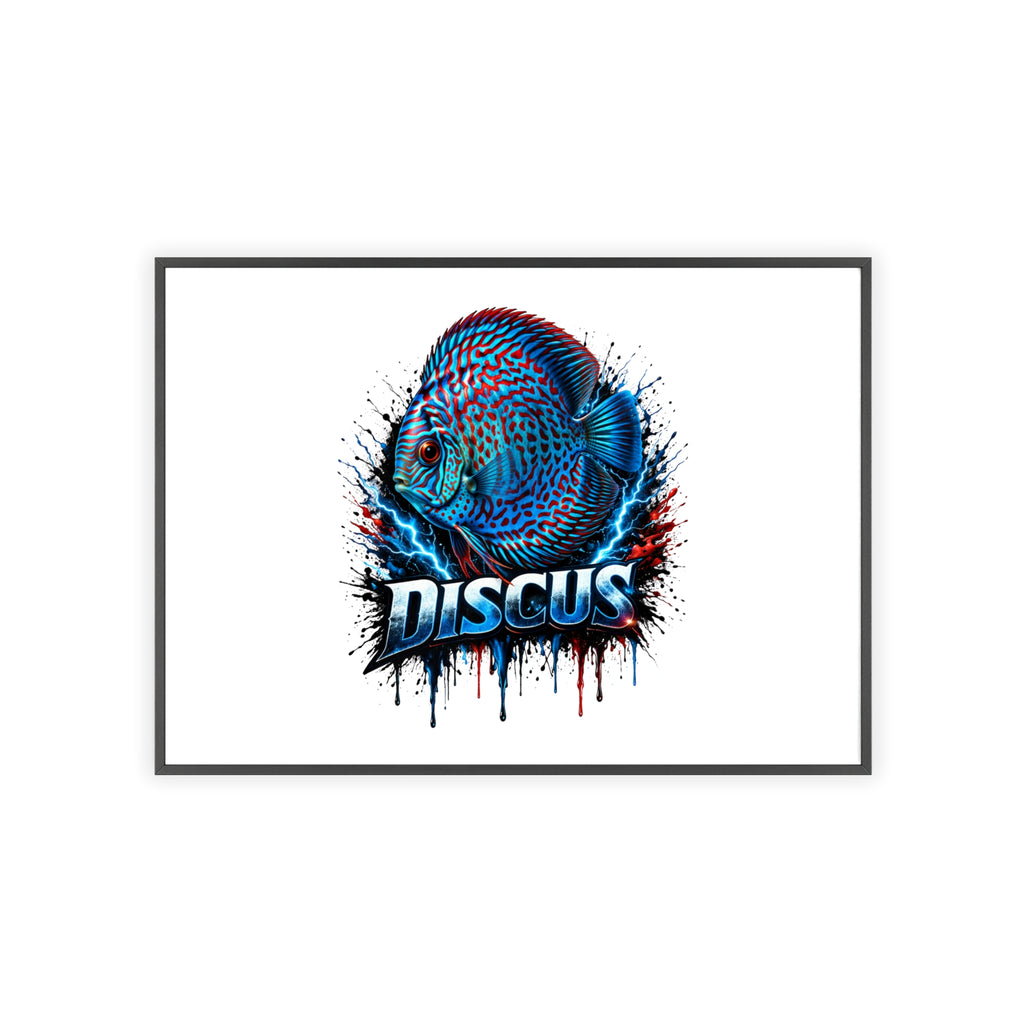 Discus Fish Poster with Wooden Frame — Colorful Aquarium Art Print