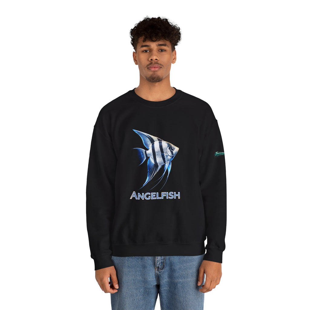 Angelfish Crewneck Sweatshirt — Blue Tropical Fish Graphic
