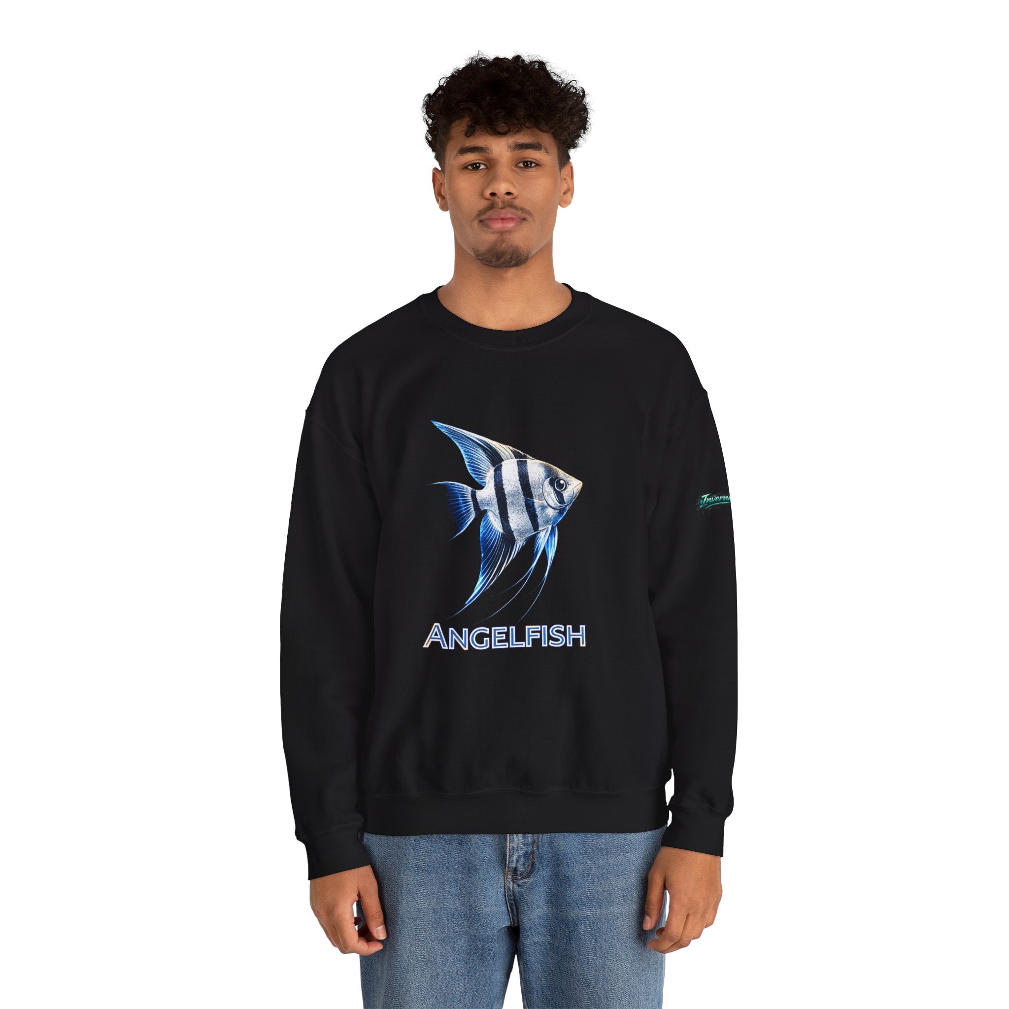 Angelfish Crewneck Sweatshirt — Blue Tropical Fish Graphic