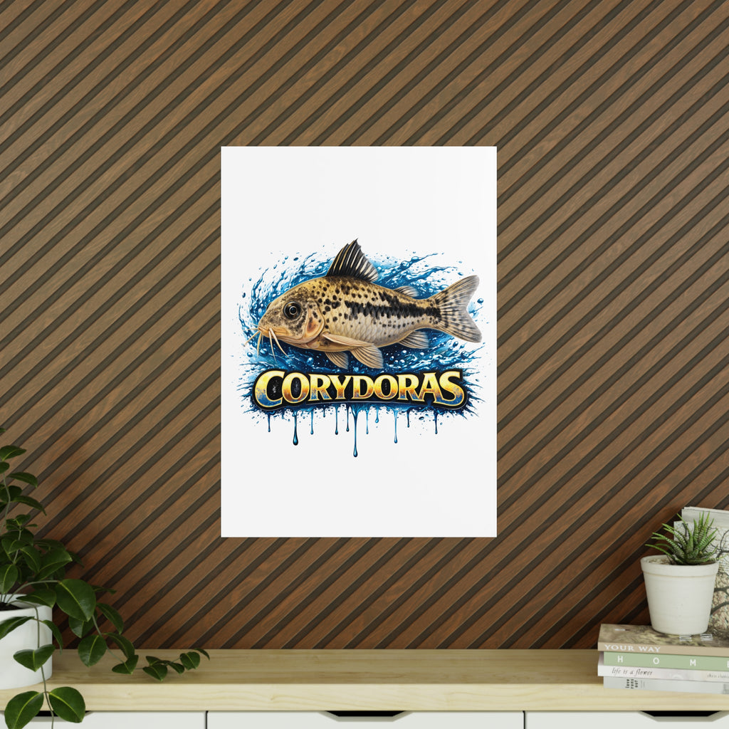 Peppered Cory Photopaper Poster — Colorful Aquarium Catfish Art Print
