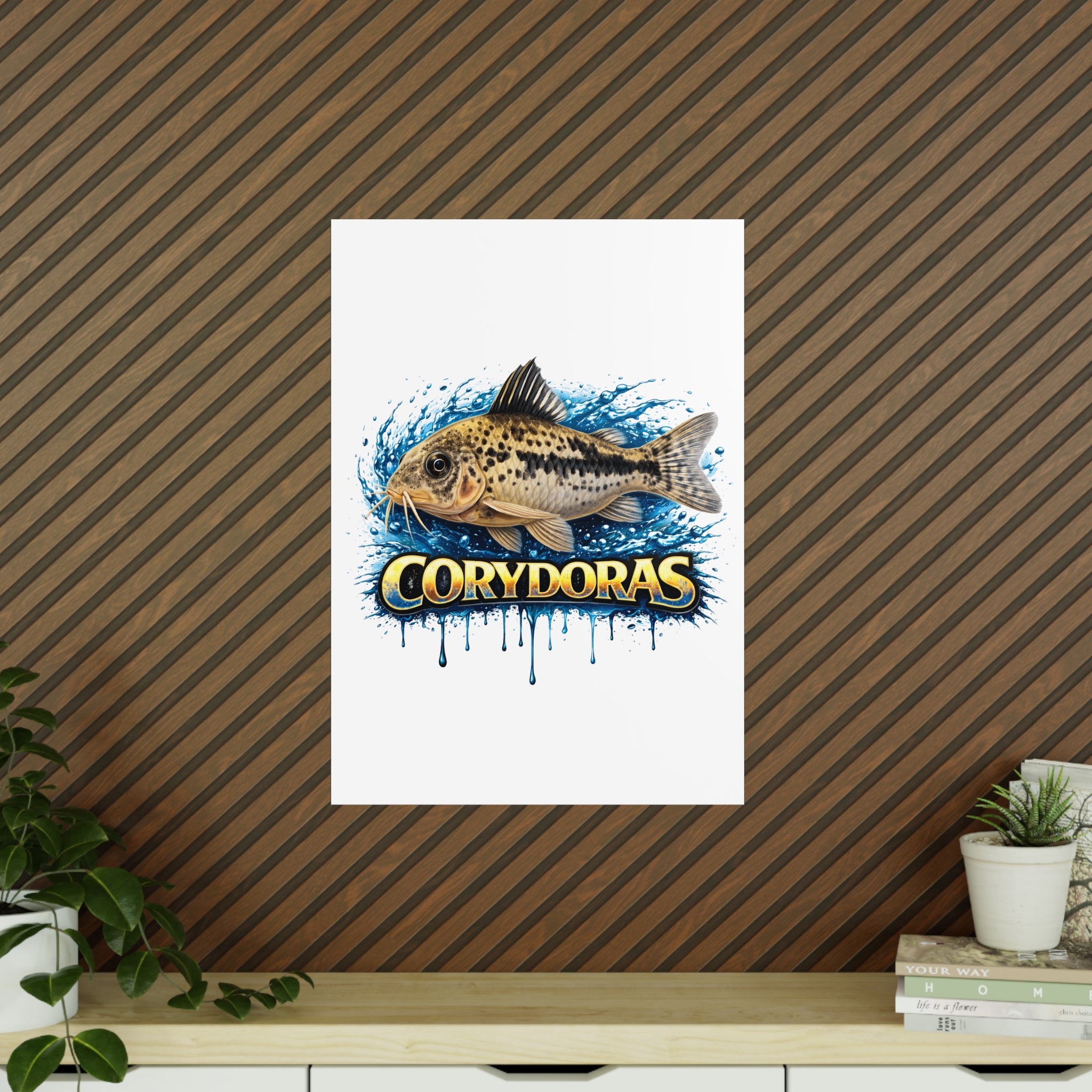 Peppered Cory Photopaper Poster — Colorful Aquarium Catfish Art Print