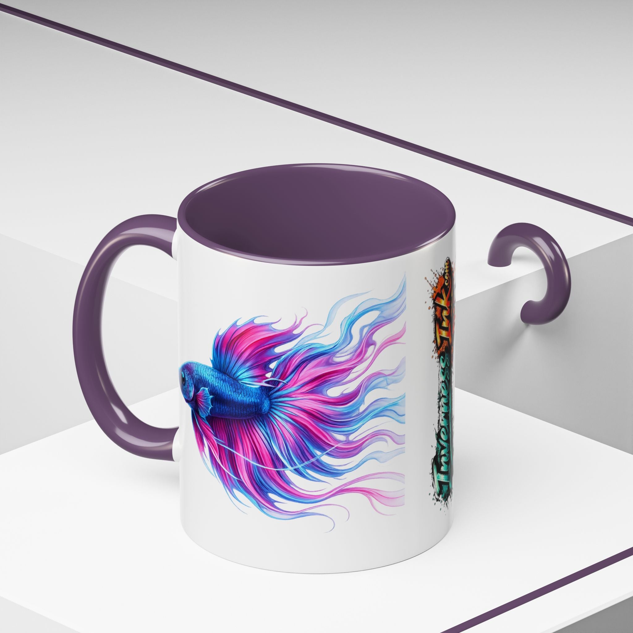 Betta Fish Accent Coffee Mug — Vibrant Neon Betta Design (11/15 oz)