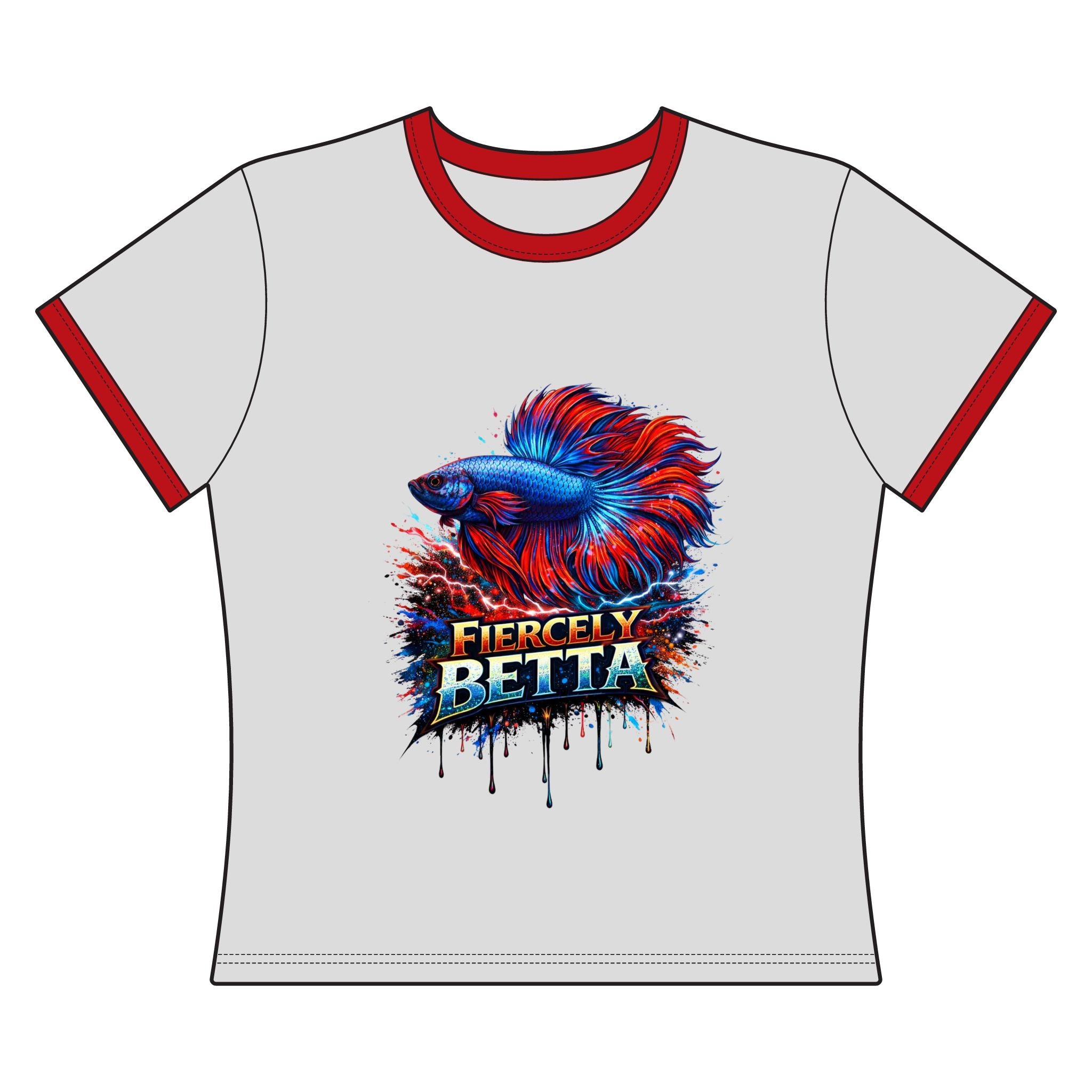 Fiercely Betta – Retro "Neon Flare" Cropped Ringer Tee