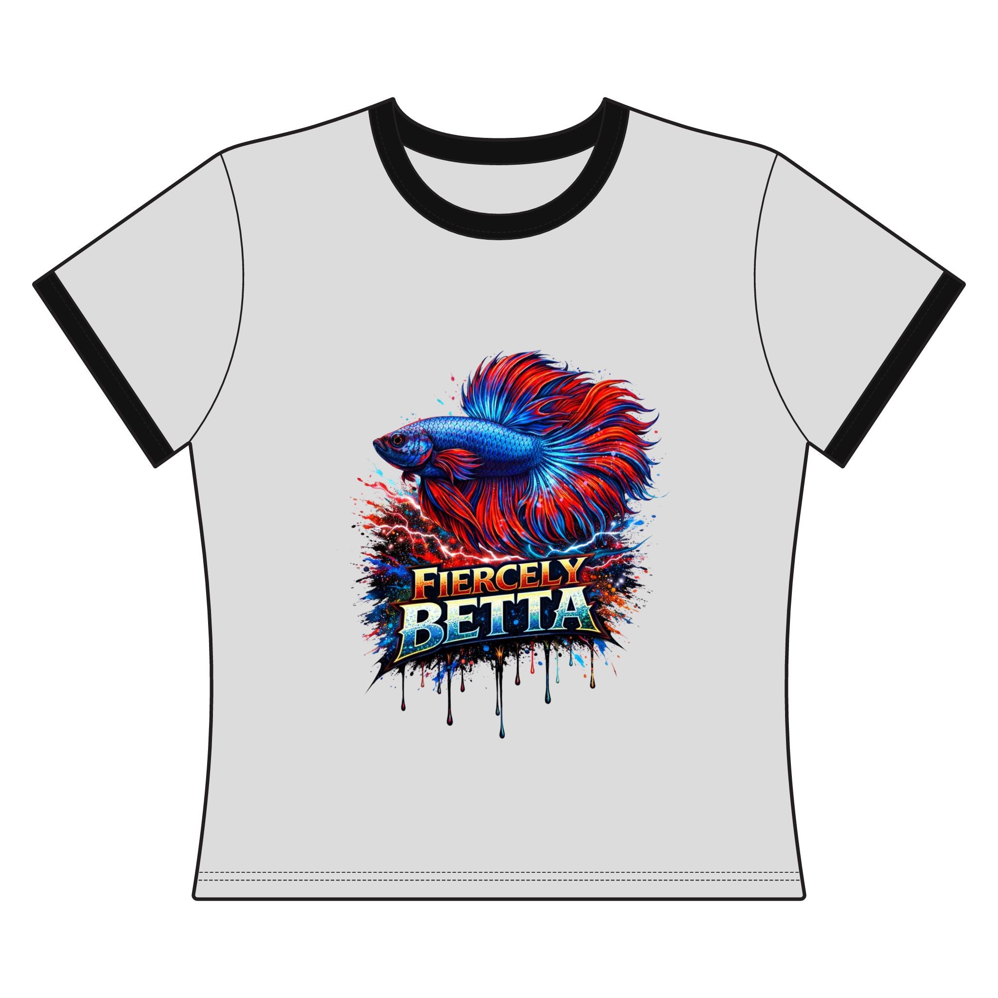 Fiercely Betta – Retro "Neon Flare" Cropped Ringer Tee