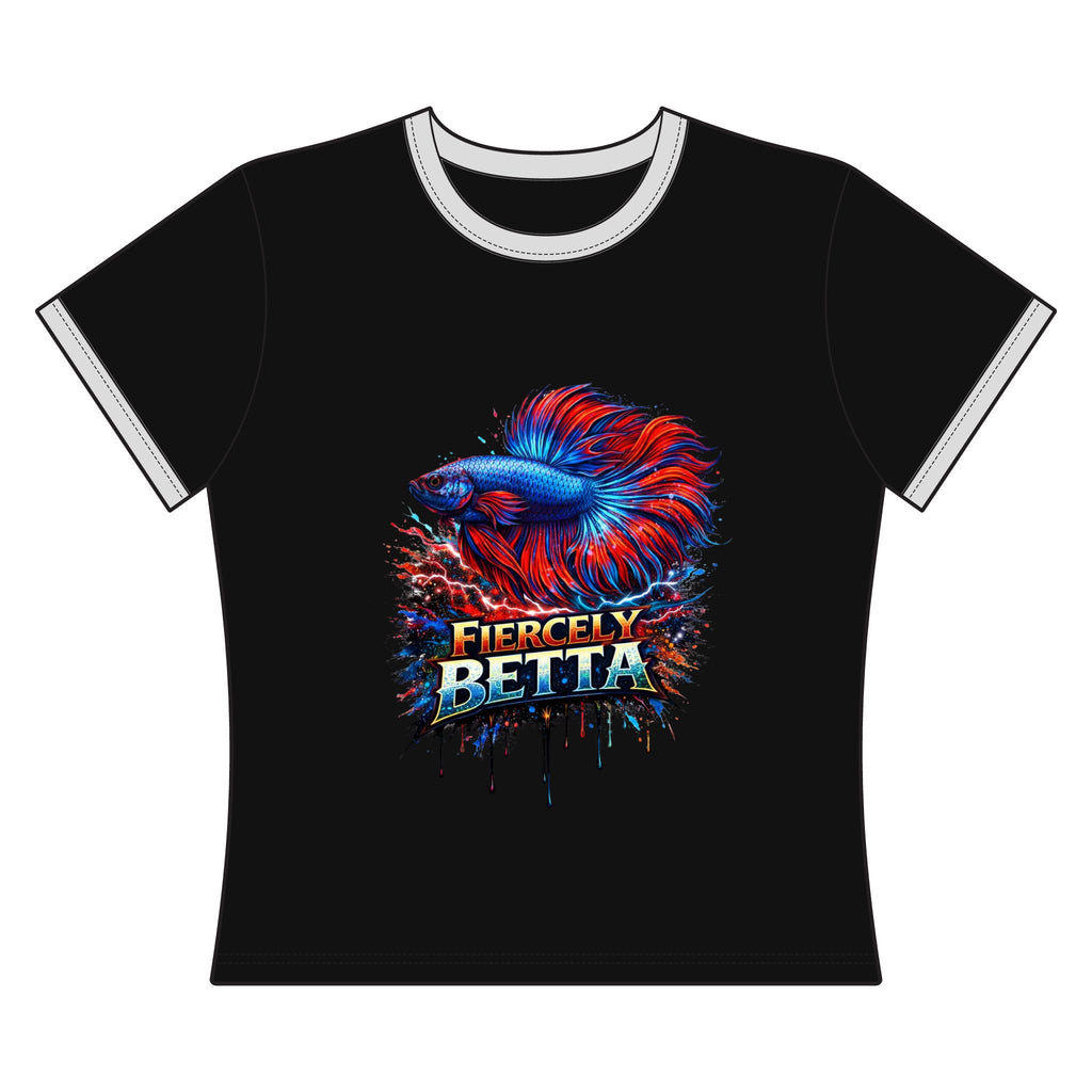 Fiercely Betta – Retro "Neon Flare" Cropped Ringer Tee