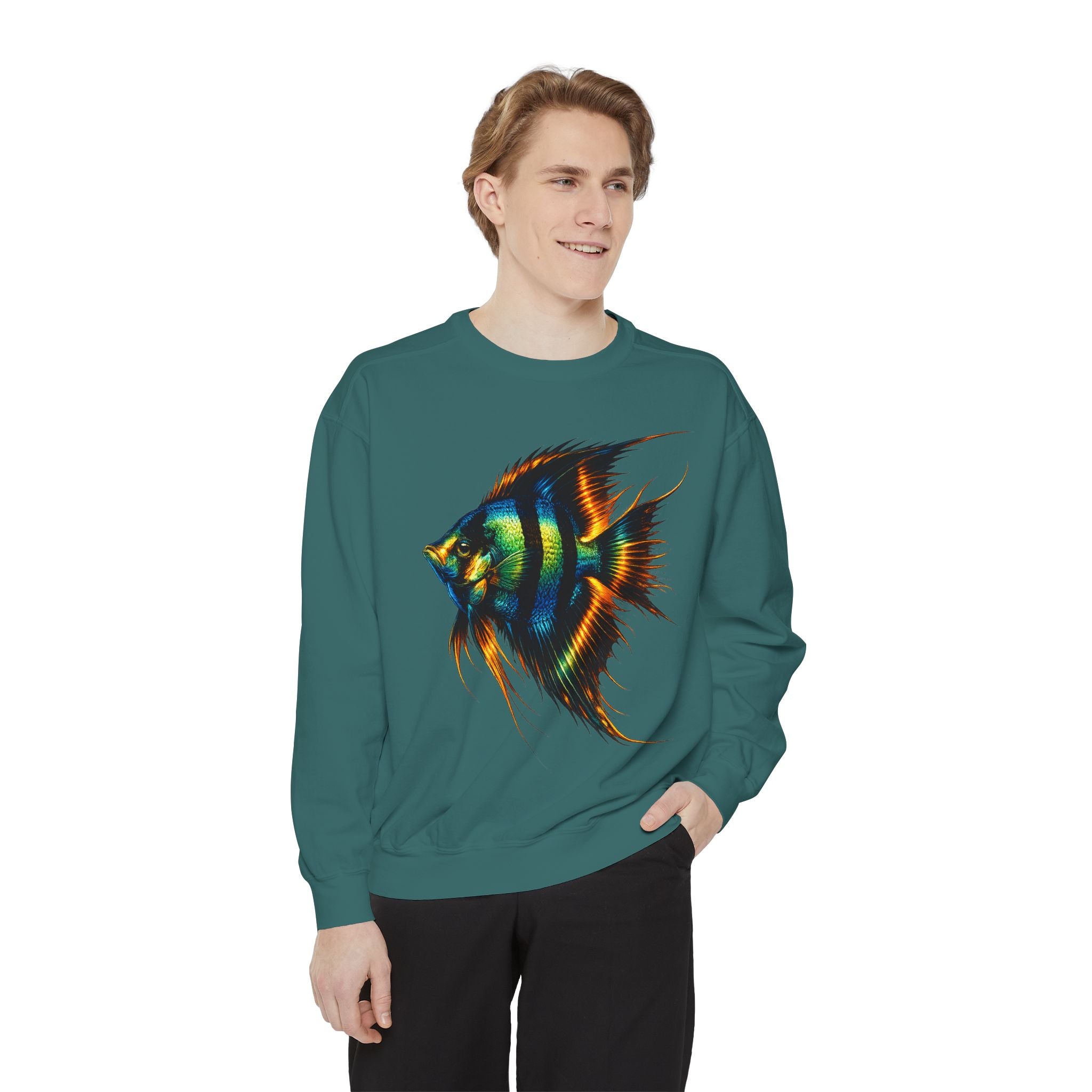 Angelfish Art Sweatshirt — Colorful Aquarium Fish Graphic Sweatshirt
