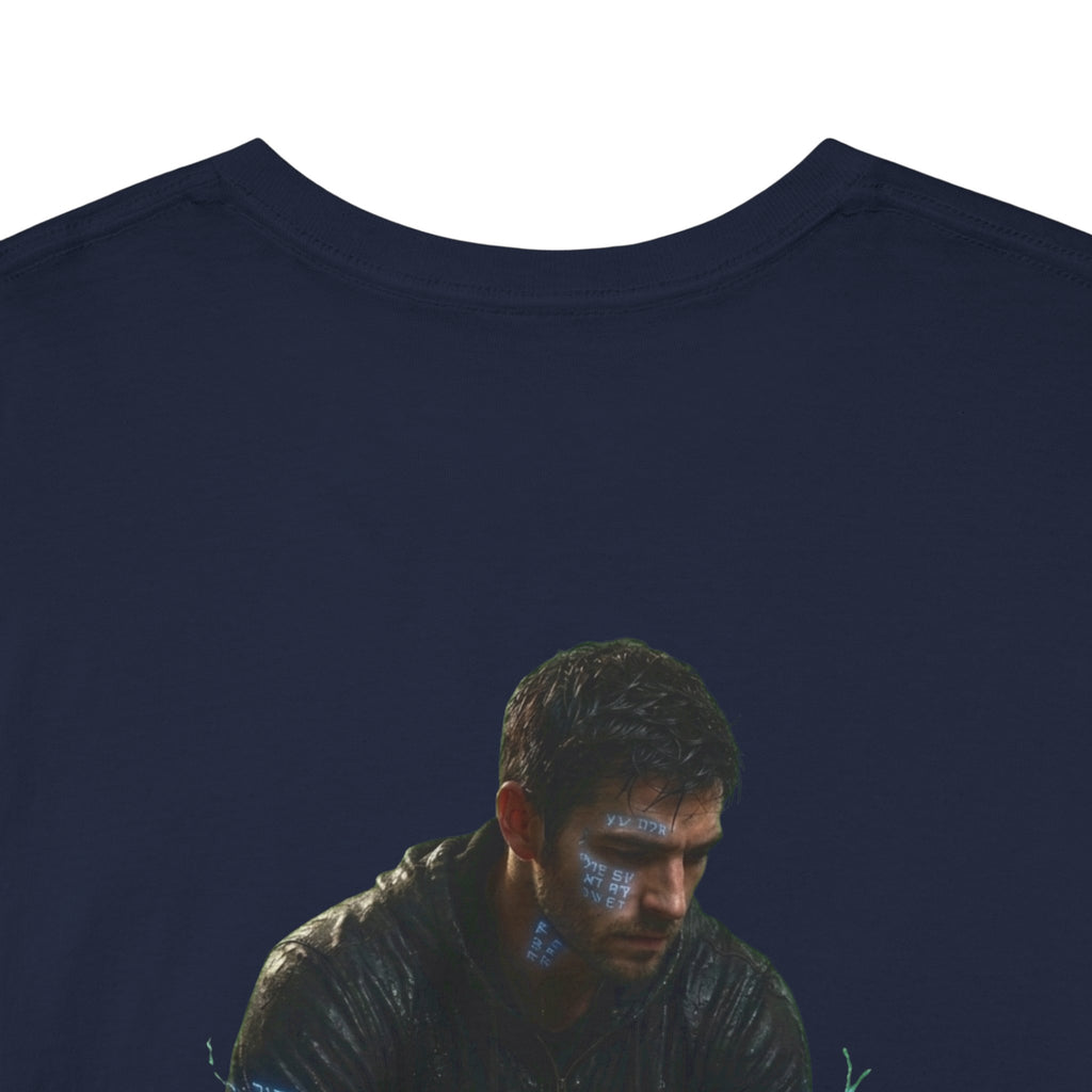 T-Shirt — Nature Warrior Graphic Tee with Man and Dog Illustration
