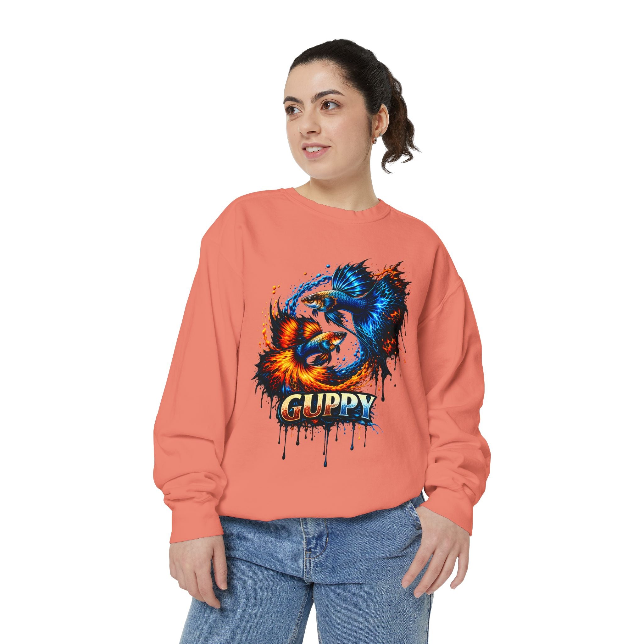 Fire & Ice Guppy – Premium "Neon Flare" Garment-Dyed Sweatshirt