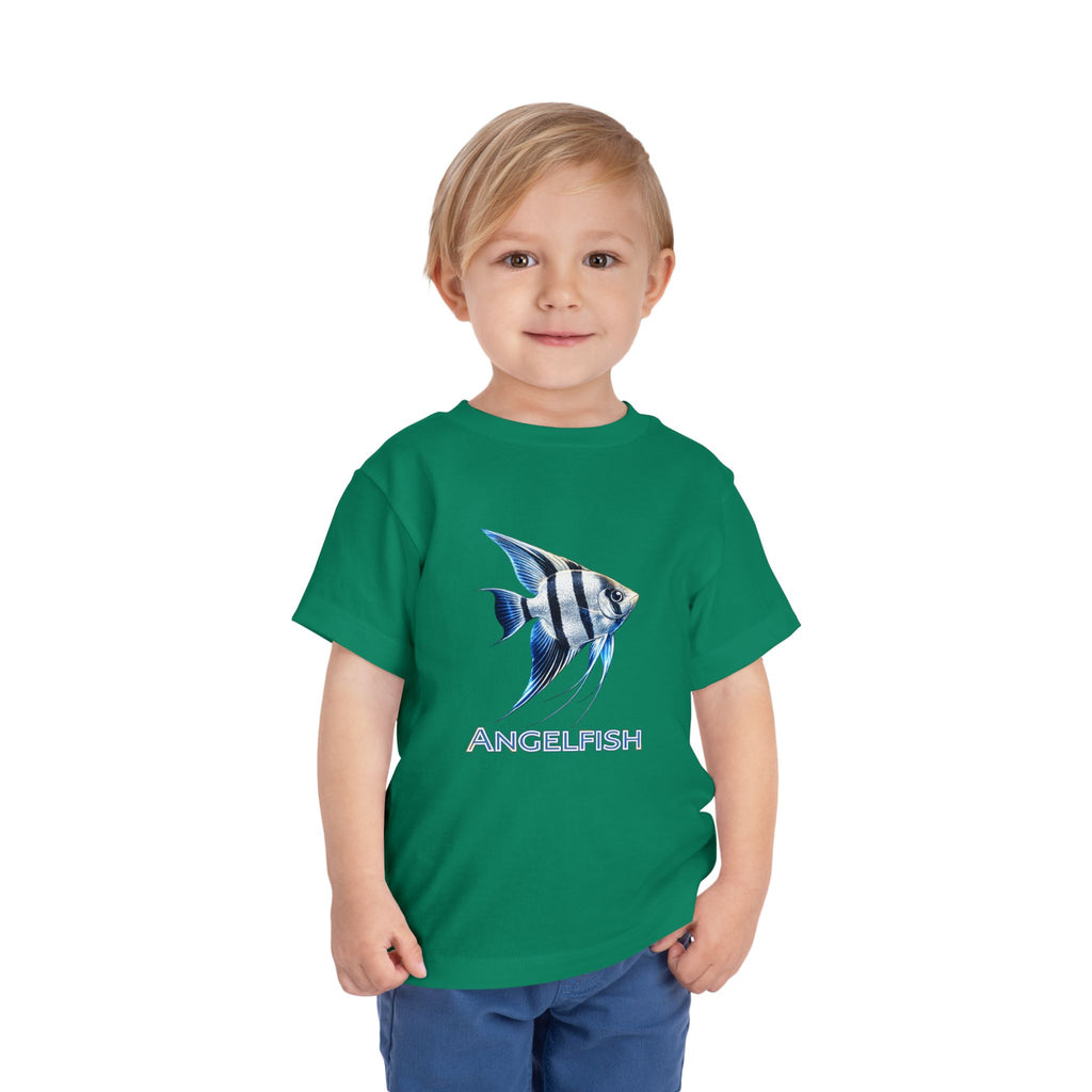 Angelfish Toddler Tee – Blue Aquarium Fish Graphic Shirt