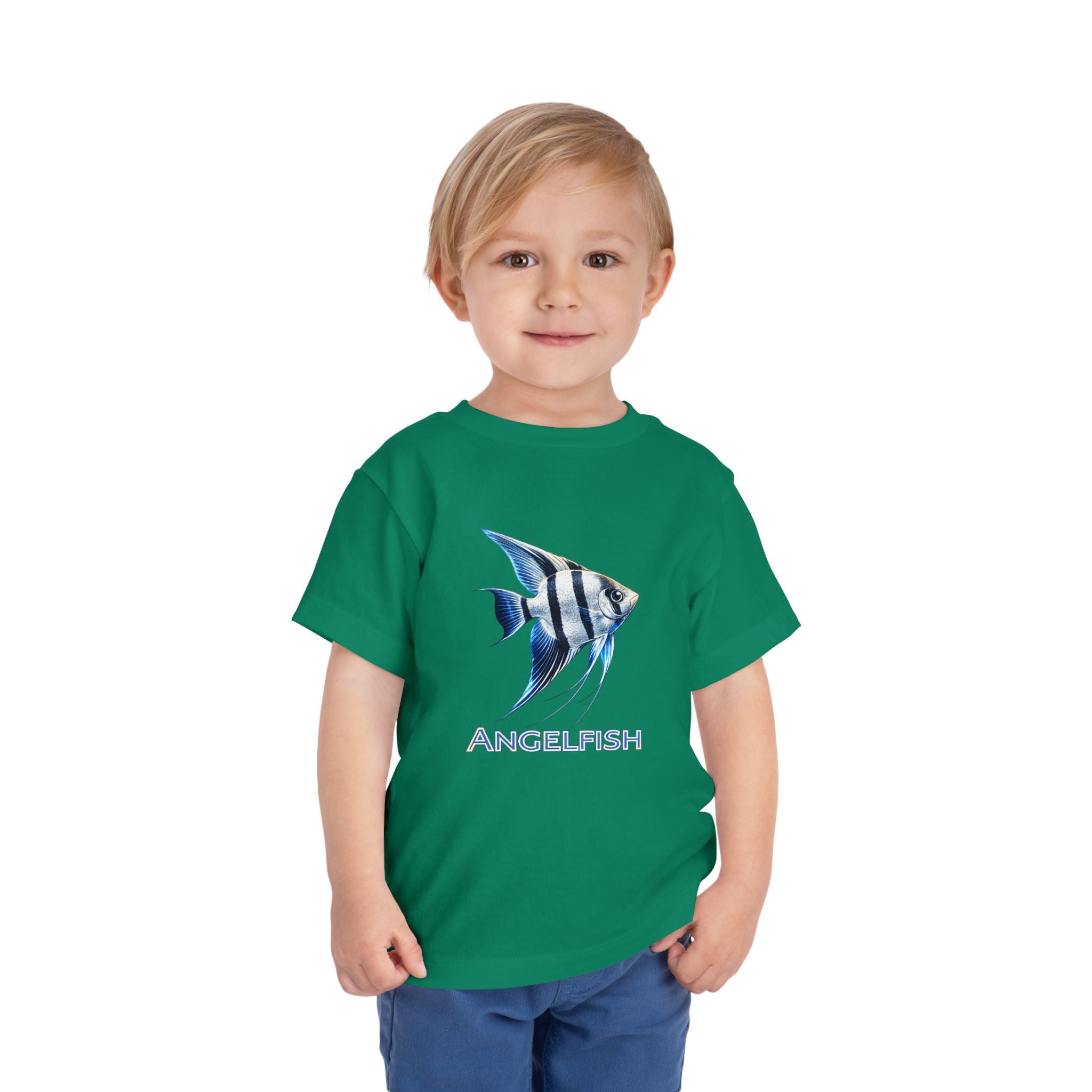 Angelfish Toddler Tee – Blue Aquarium Fish Graphic Shirt