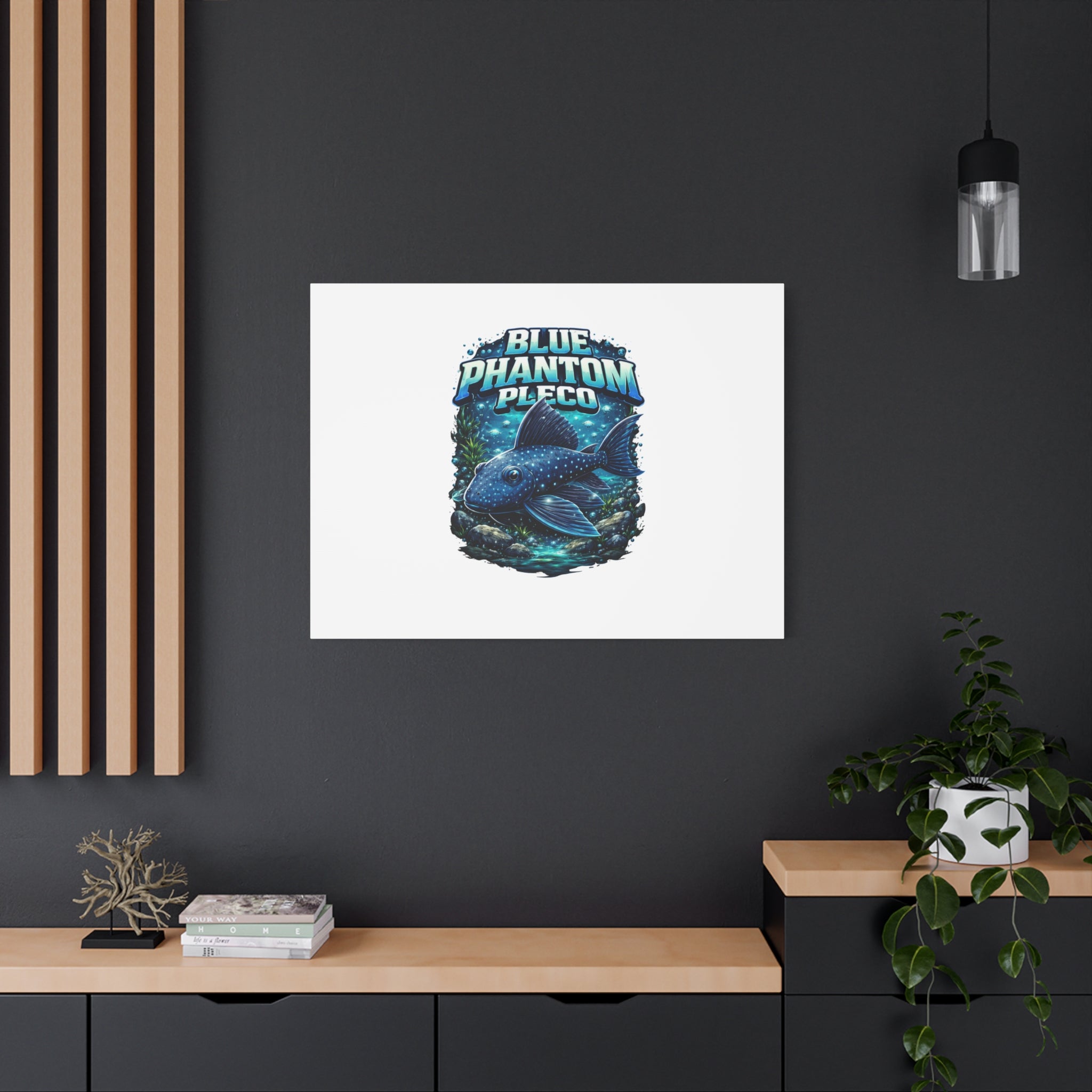 Blue Phantom Pleco Canvas Art — Matte Stretched Fish Print
