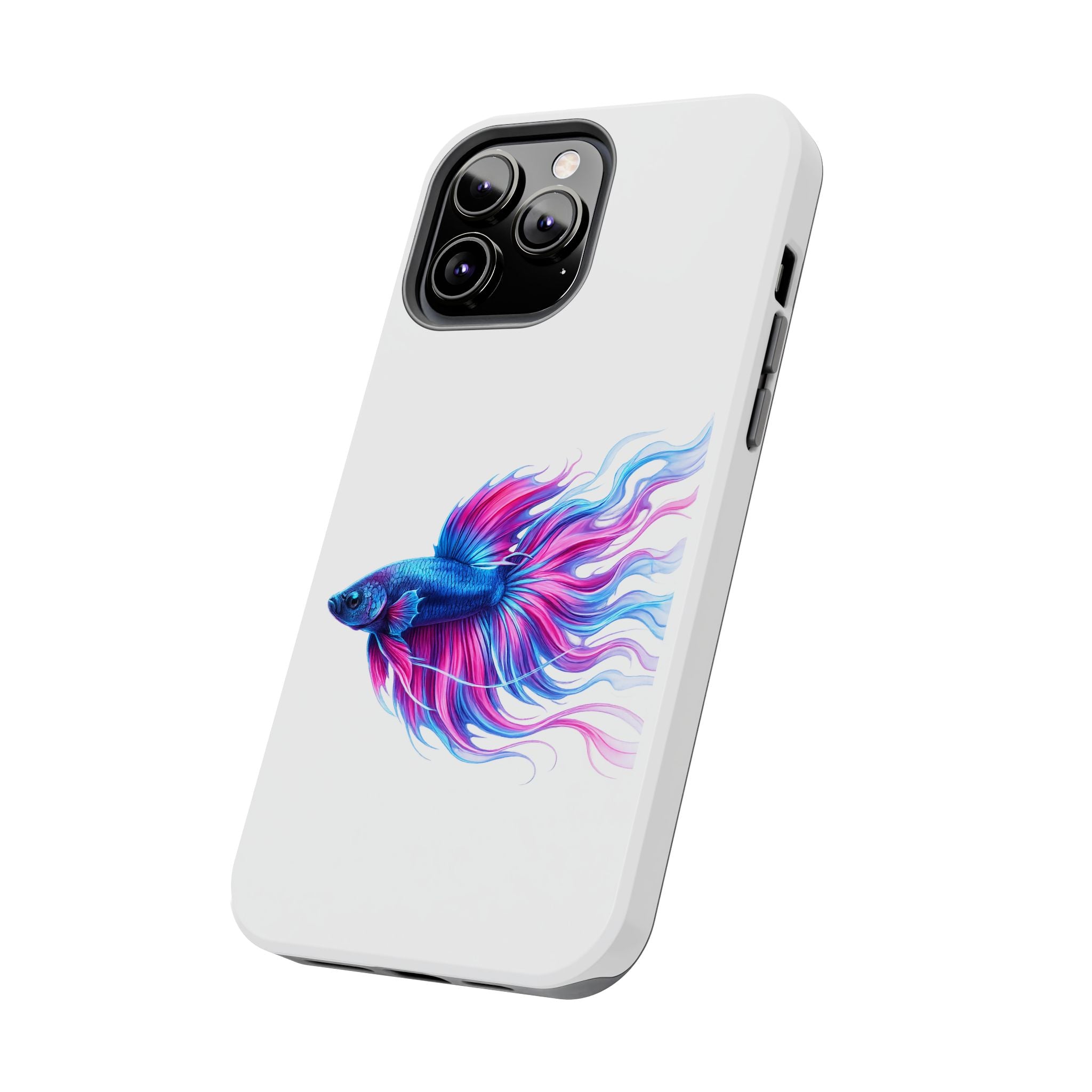 Betta Fish Tough Phone Case — Colorful Blue & Pink Aquarium Art