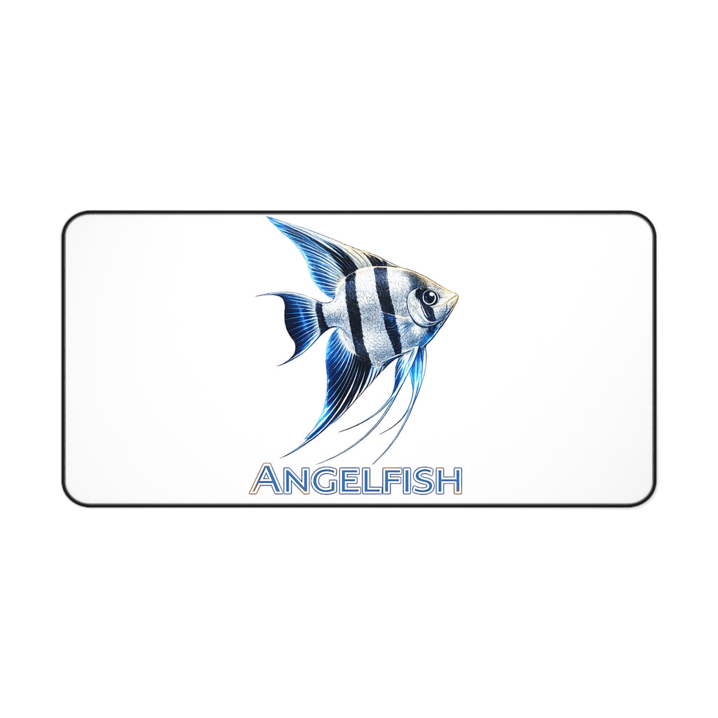 Angelfish Desk Mat — Blue Tropical Fish Mouse Pad for Aquarium Lovers