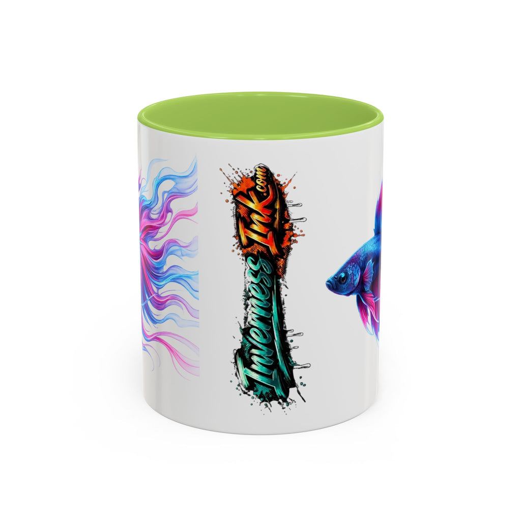 Betta Fish Accent Coffee Mug — Vibrant Neon Betta Design (11/15 oz)