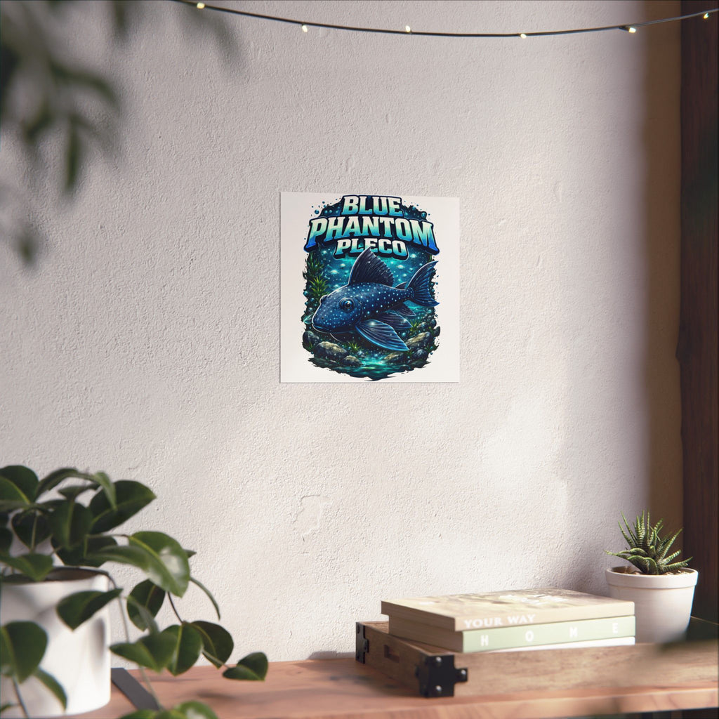 Blue Phantom Pleco Poster — Matte Vertical Aquarium Fish Art Print