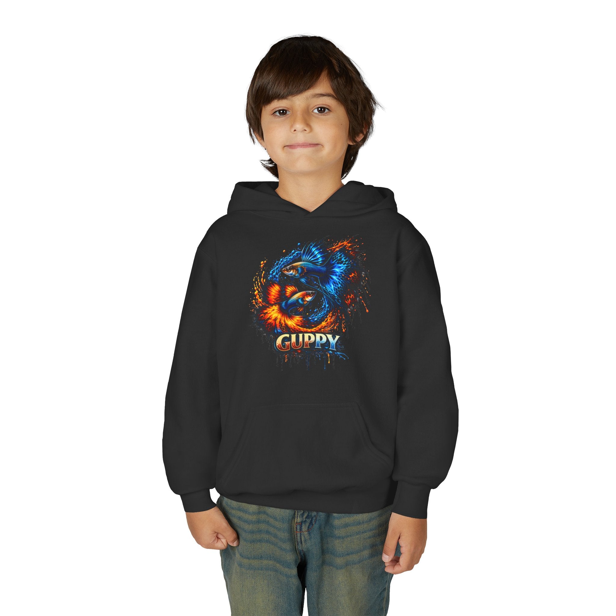 Fire & Ice Guppy – Kids "Neon Flare" Fleece Hoodie
