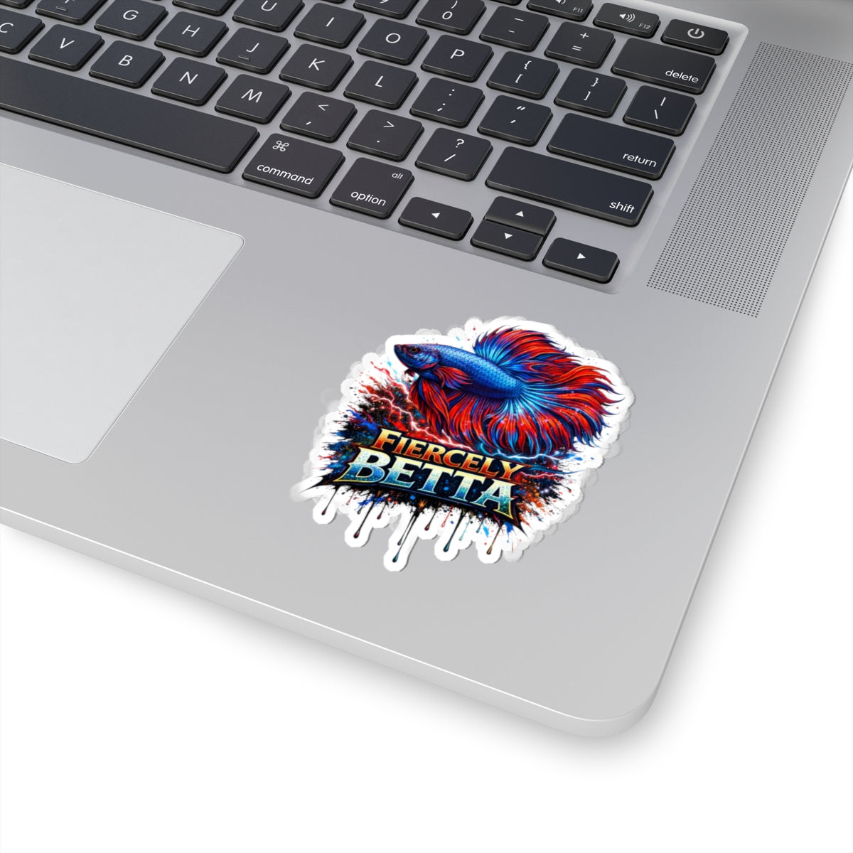 Betta Fish Sticker — "Fiercely Betta" Colorful Kiss-Cut Vinyl Decal