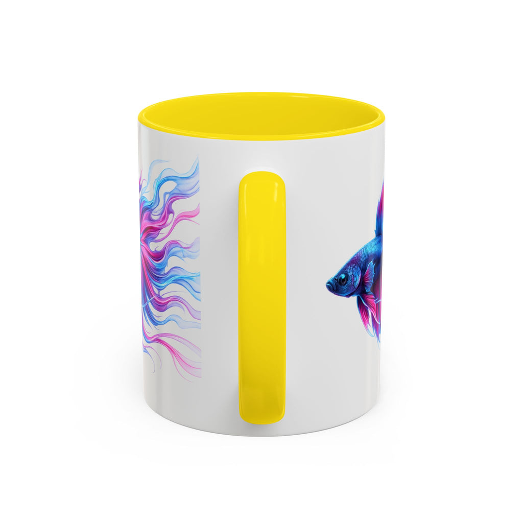 Betta Fish Accent Coffee Mug — Vibrant Neon Betta Design (11/15 oz)