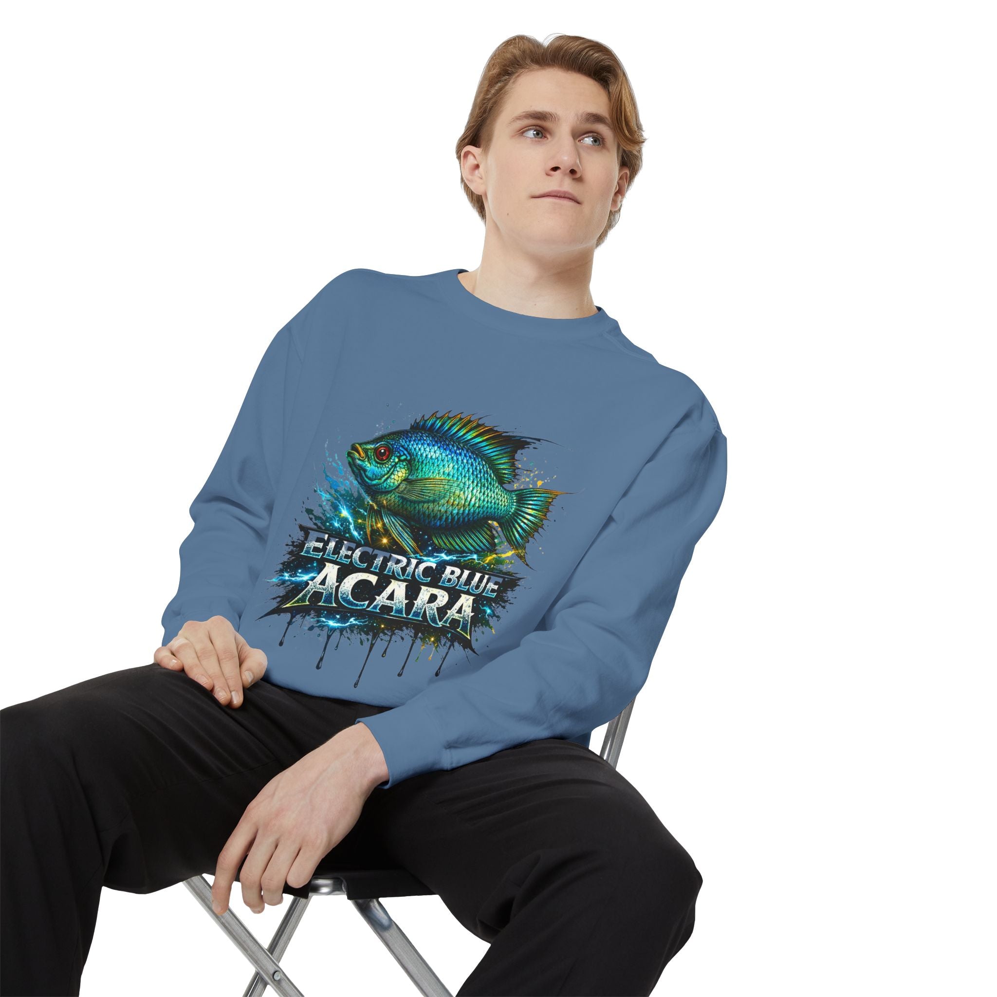Electric Blue Acara – Garment-Dyed Premium Sweatshirt
