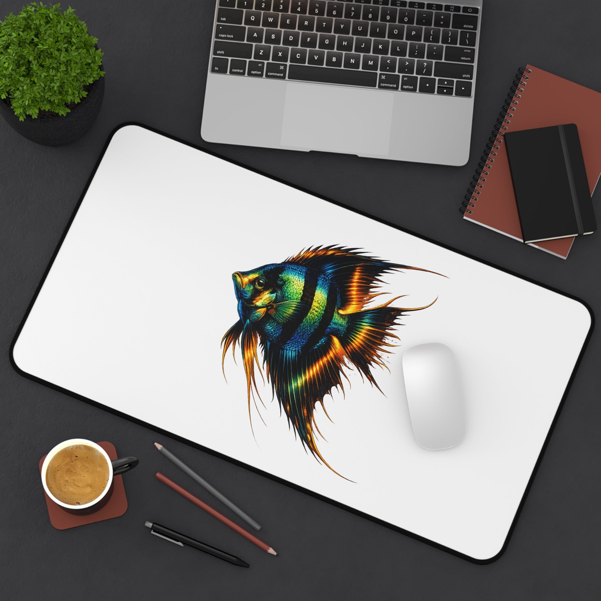 Angelfish Desk Mat — Colorful Aquarium Fish Mouse Pad for Office & Home
