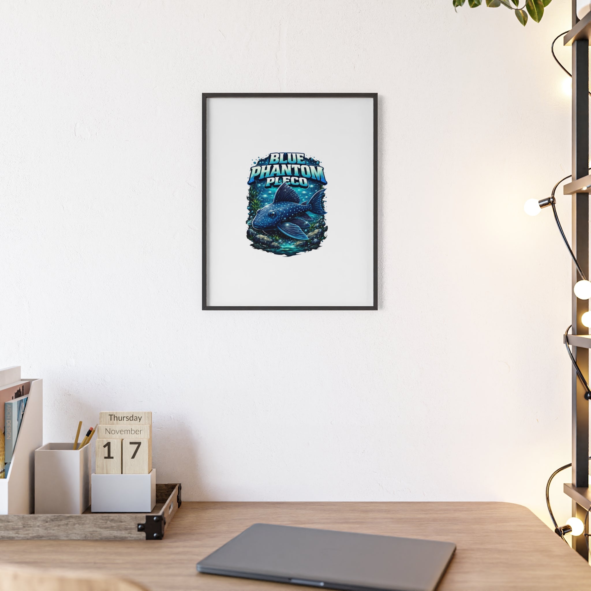 Blue Phantom Pleco Poster — Framed Aquarium Fish Wall Art