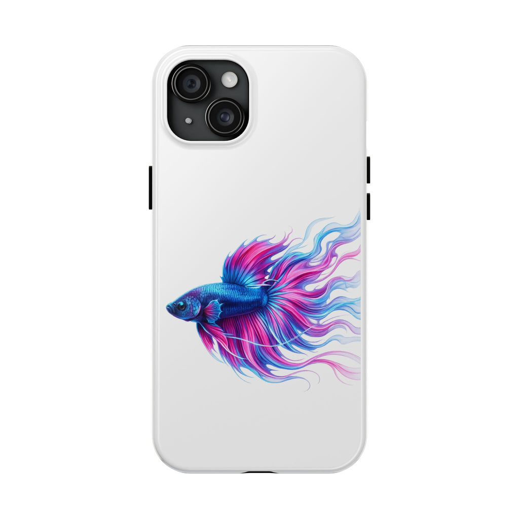 Betta Fish Tough Phone Case — Colorful Blue & Pink Aquarium Art