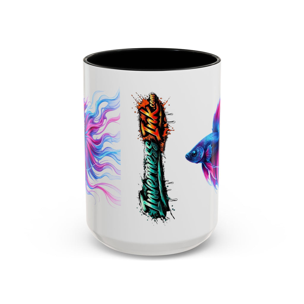 Betta Fish Accent Coffee Mug — Vibrant Neon Betta Design (11/15 oz)