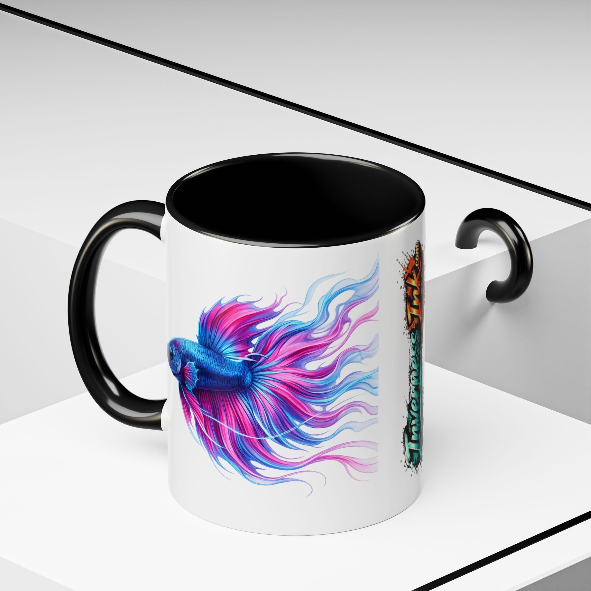 Betta Fish Accent Coffee Mug — Vibrant Neon Betta Design (11/15 oz)