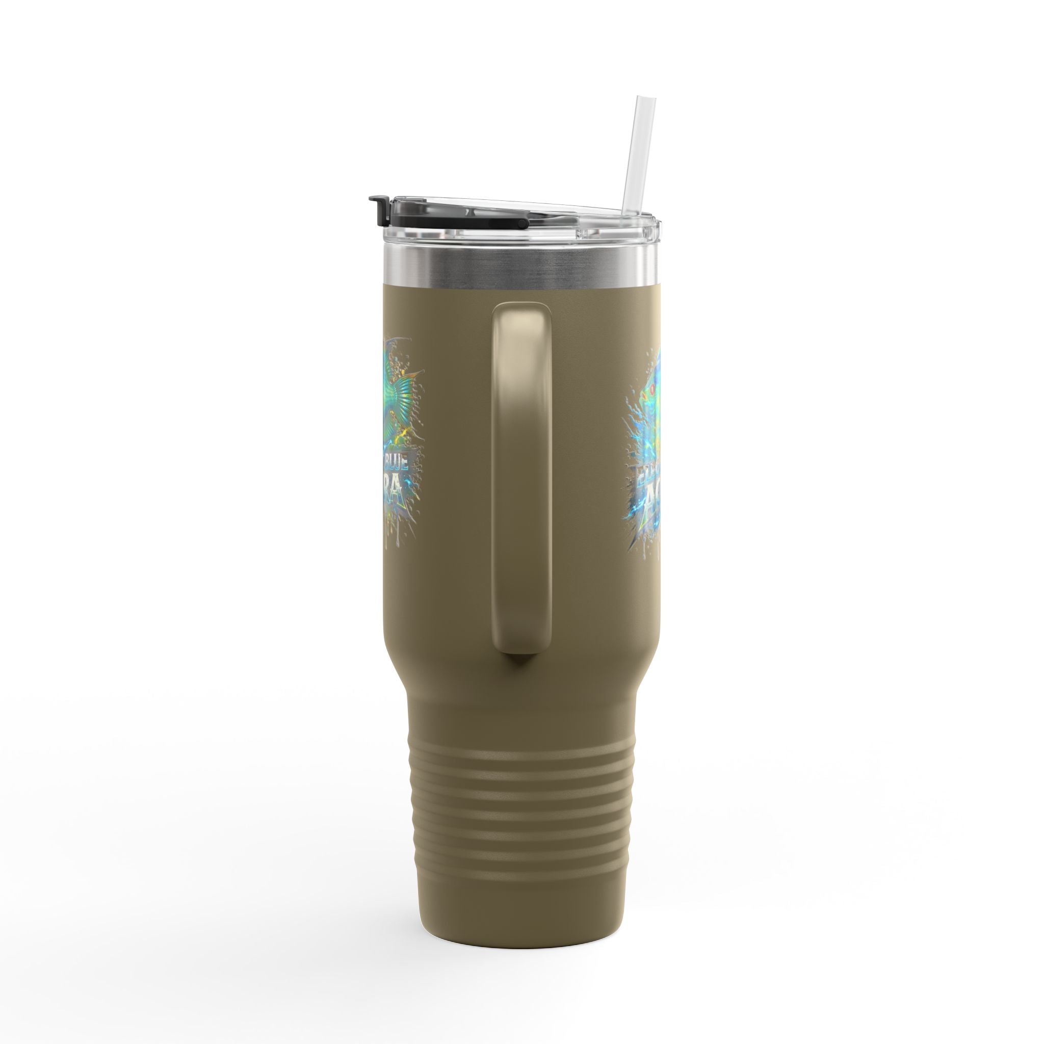 40oz Insulated Travel Mug - 'Electric Blue Acara' Fish Graphic, Leak-Resistant Tumbler for Aquarium Enthusiasts