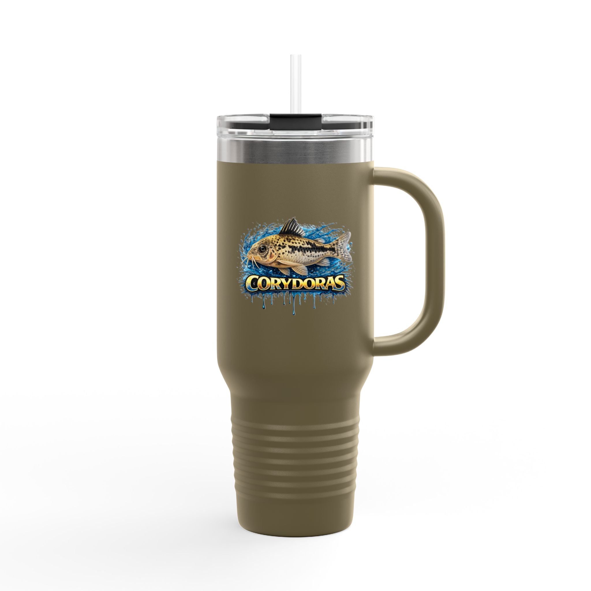 Corydoras Fish 40oz Insulated Travel Mug — Fishing Aquarium Lover Tumbler