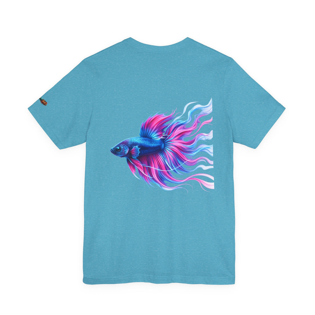 Betta Fish Graphic Tee — Vibrant Blue & Pink Aquatic Art T‑Shirt
