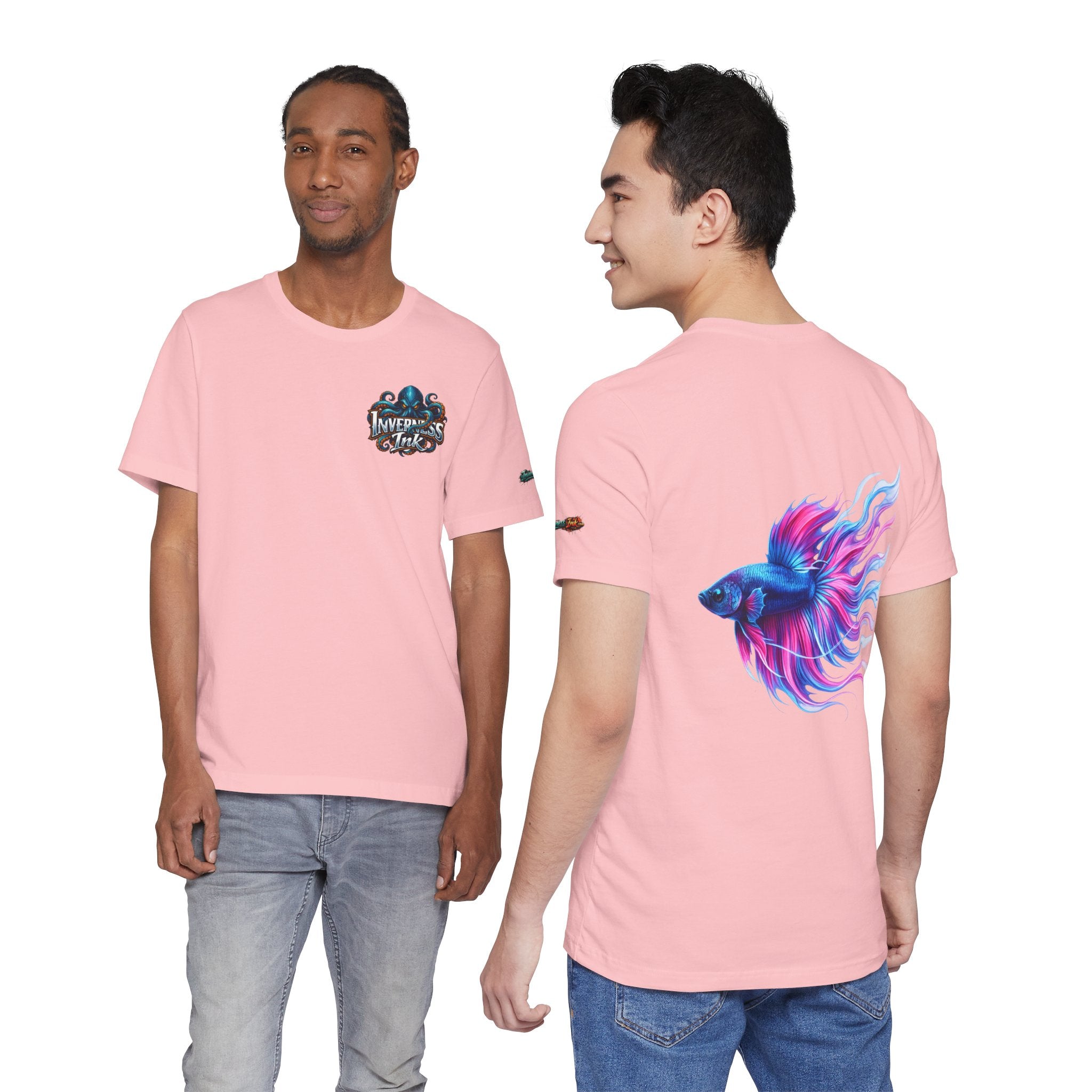 Betta Fish Graphic Tee — Vibrant Blue & Pink Aquatic Art T‑Shirt