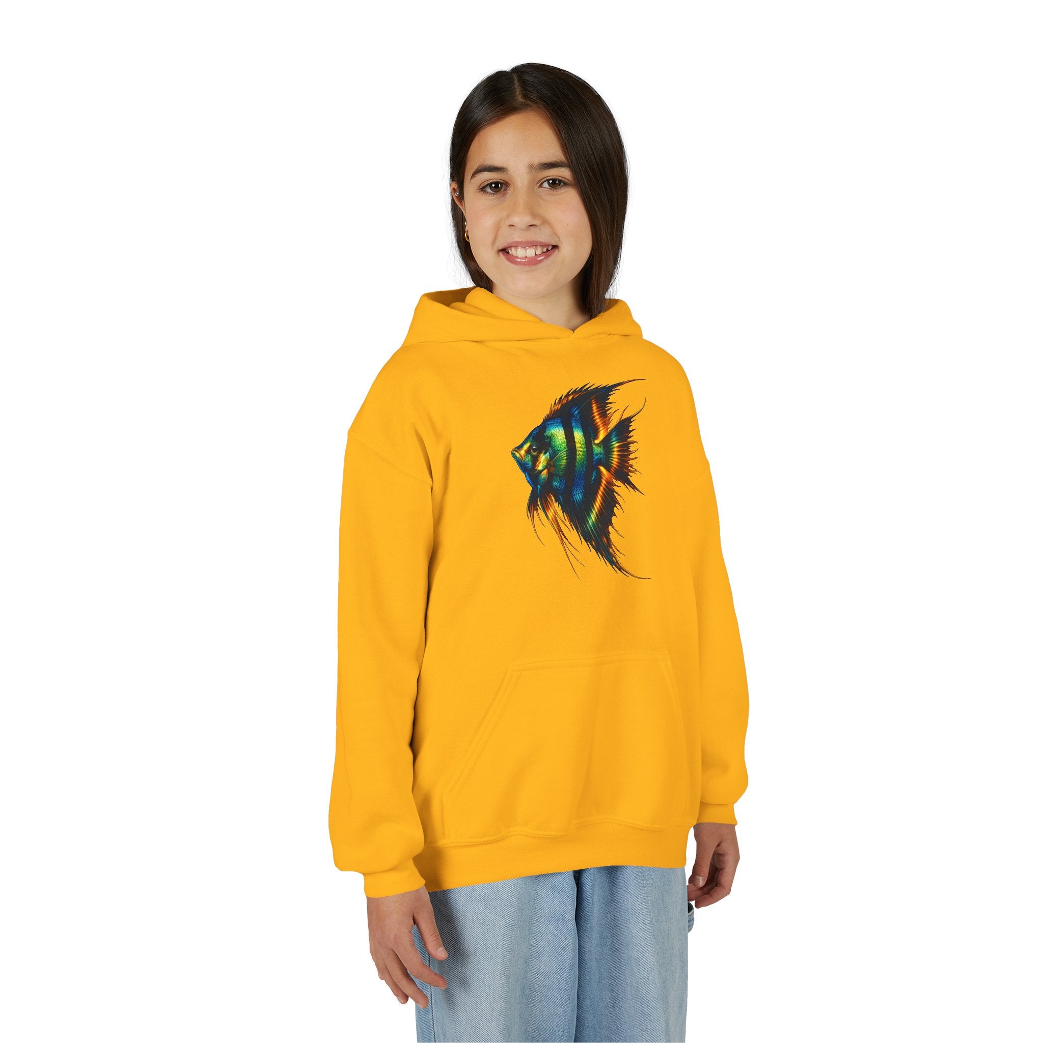 Youth Angelfish Hoodie - Colorful Aquarium Fish Graphic Sweatshirt