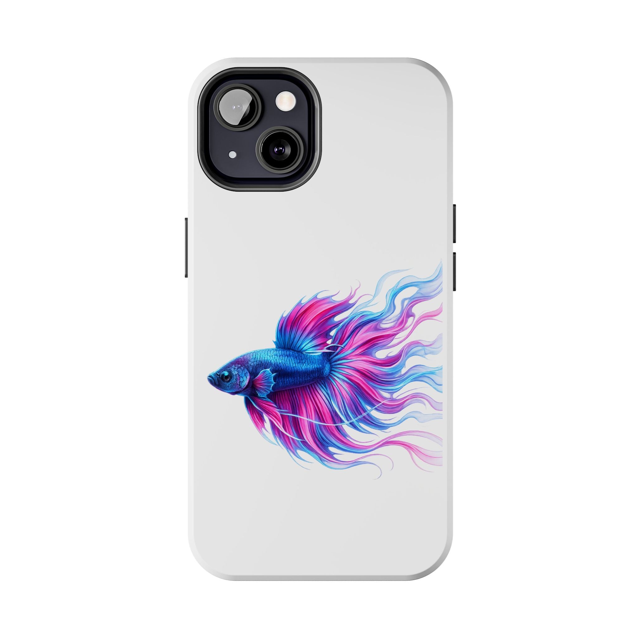 Betta Fish Tough Phone Case — Colorful Blue & Pink Aquarium Art